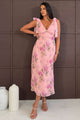 Beverly Floral Tie Shoulder Midi Dress Pink