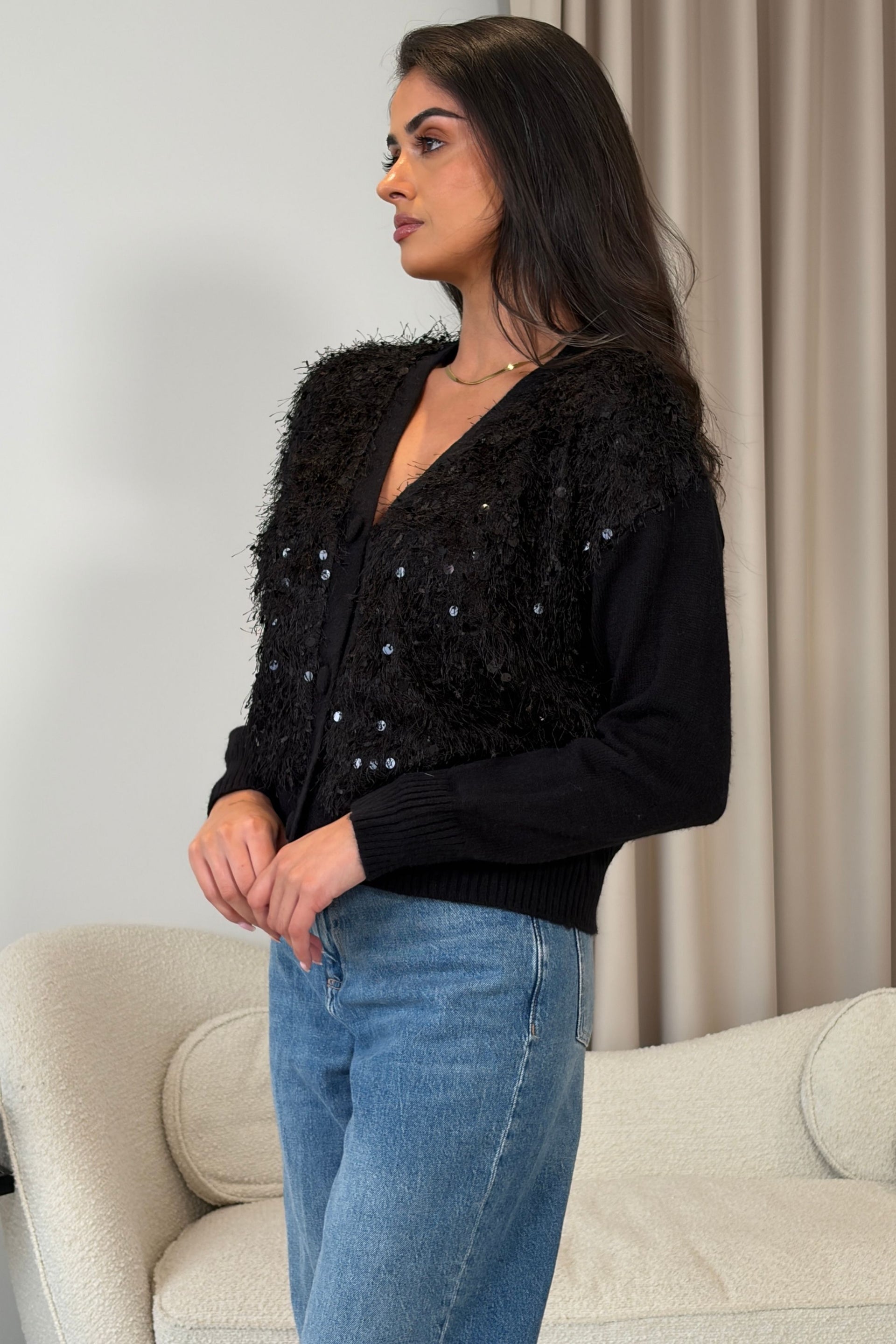 Josie Black Knit Textured Cardigan