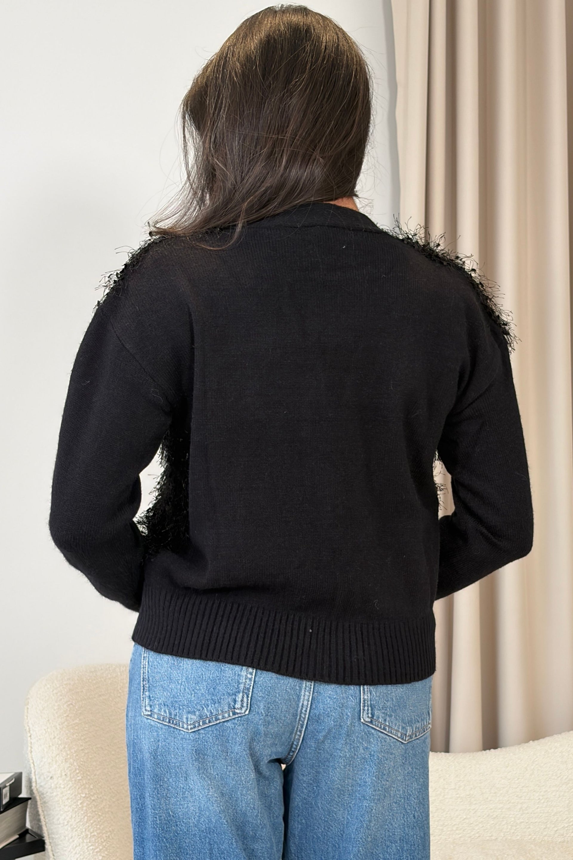 Josie Black Knit Textured Cardigan