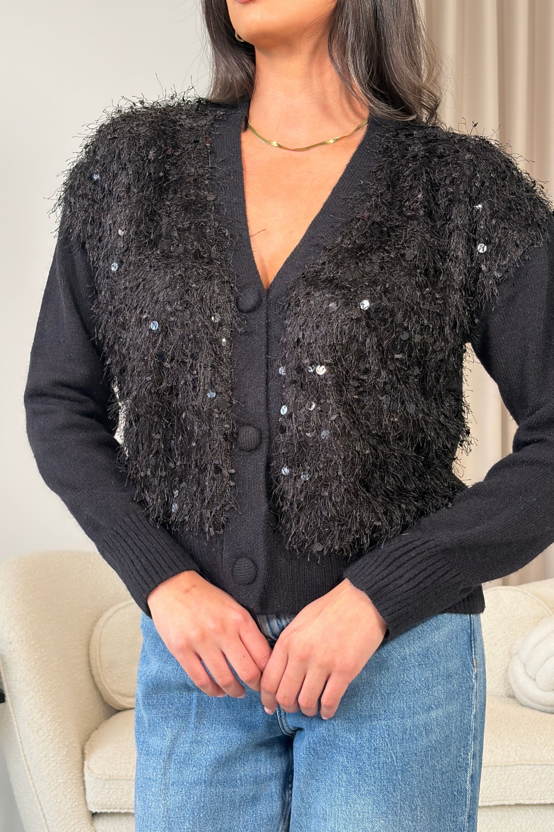 Josie Black Knit Textured Cardigan