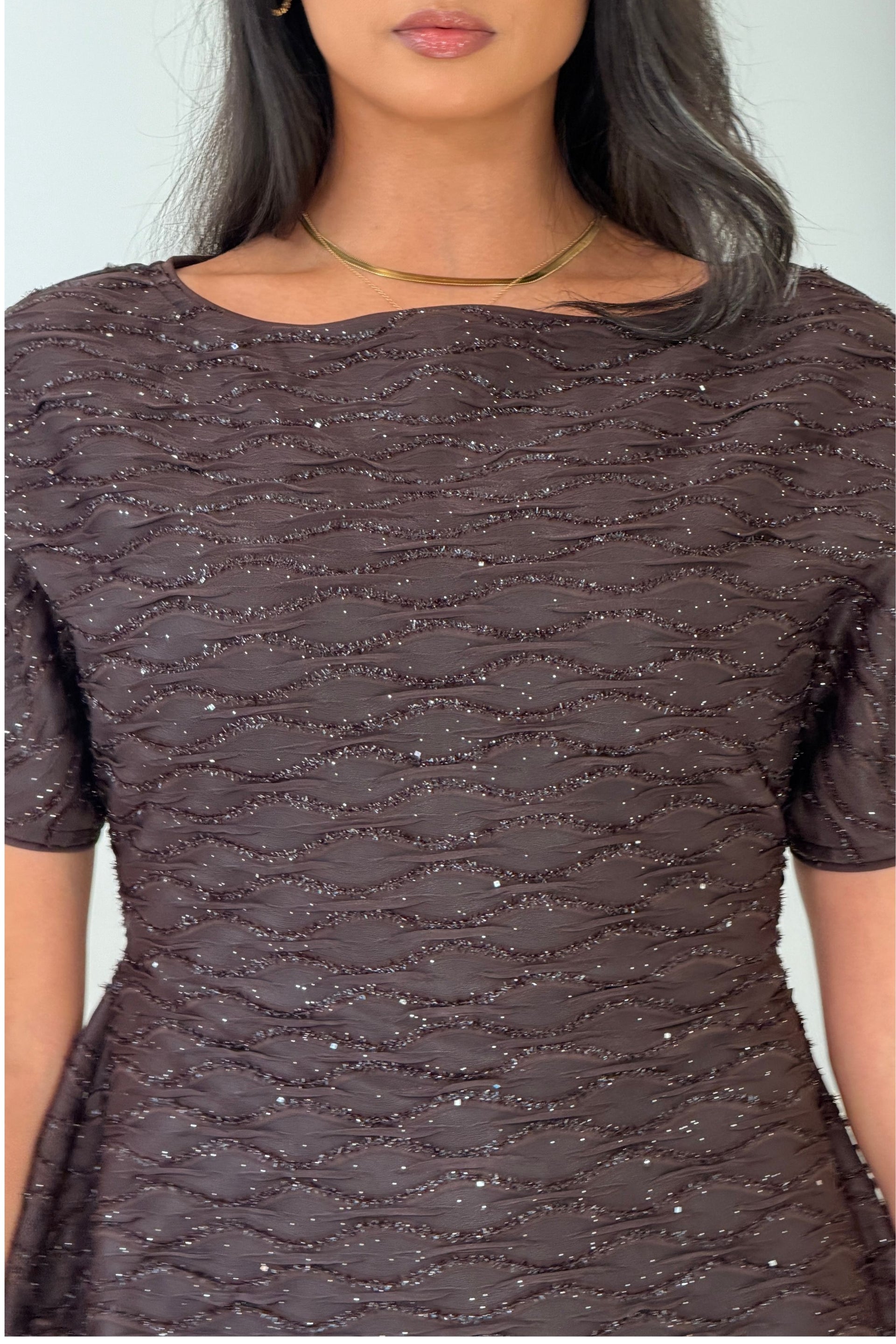 Belamy Textured Mini Dress Brown