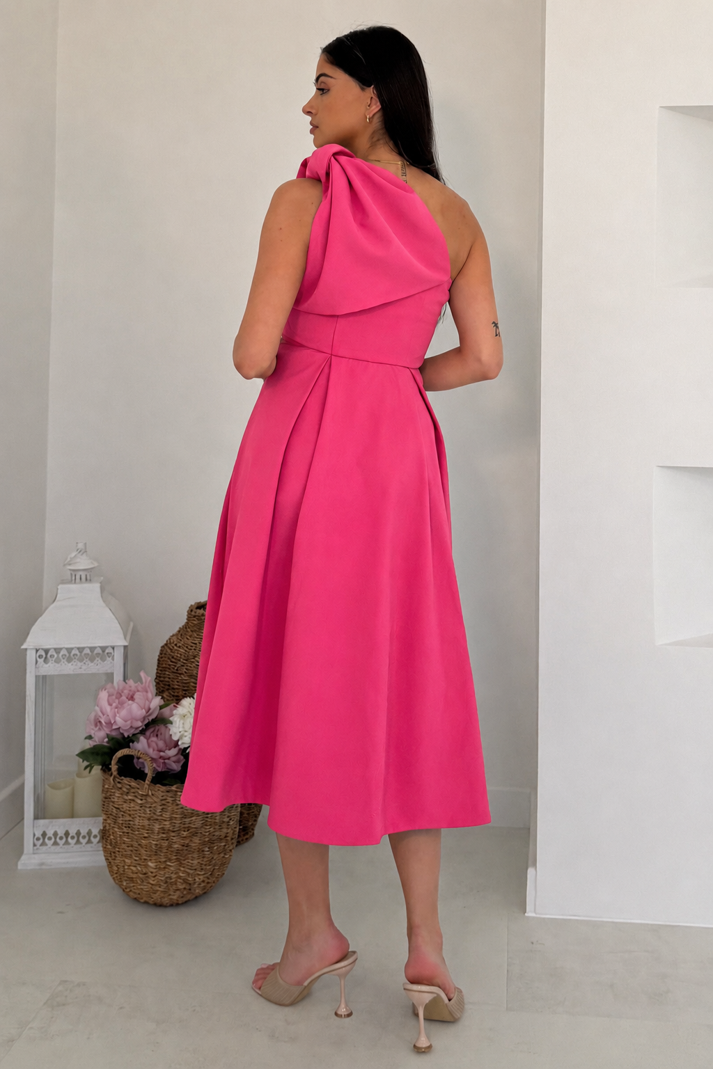 Keeley Bow Shoulder Maxi Dress Pink