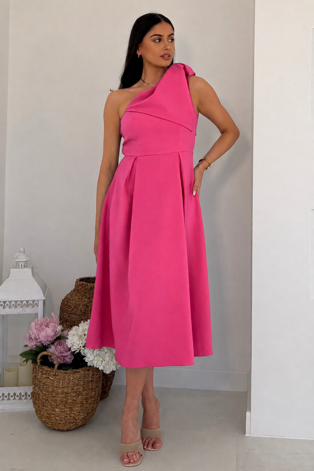 Keeley Bow Shoulder Maxi Dress Pink