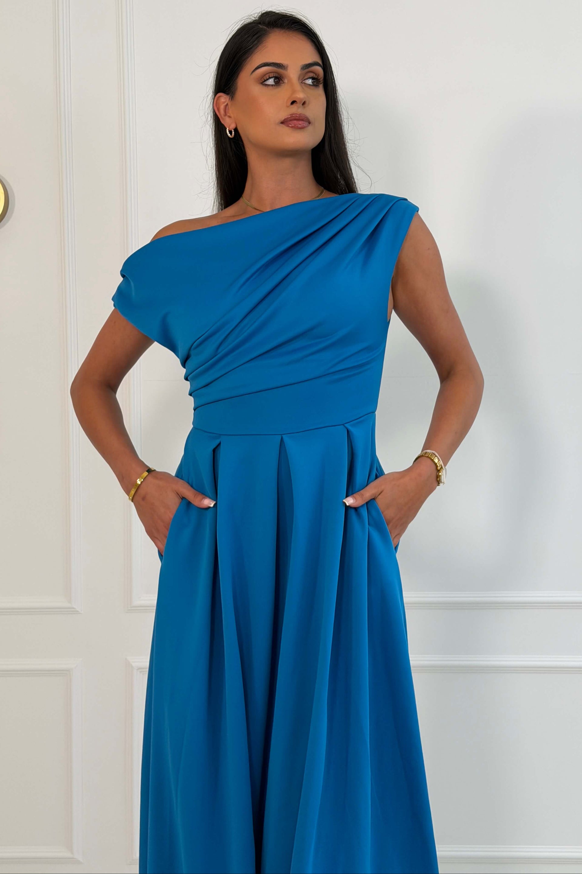 ailey gold and teal blue skater dress Lulus Ailey Gold and Teal Blue Skater Dress Size Small