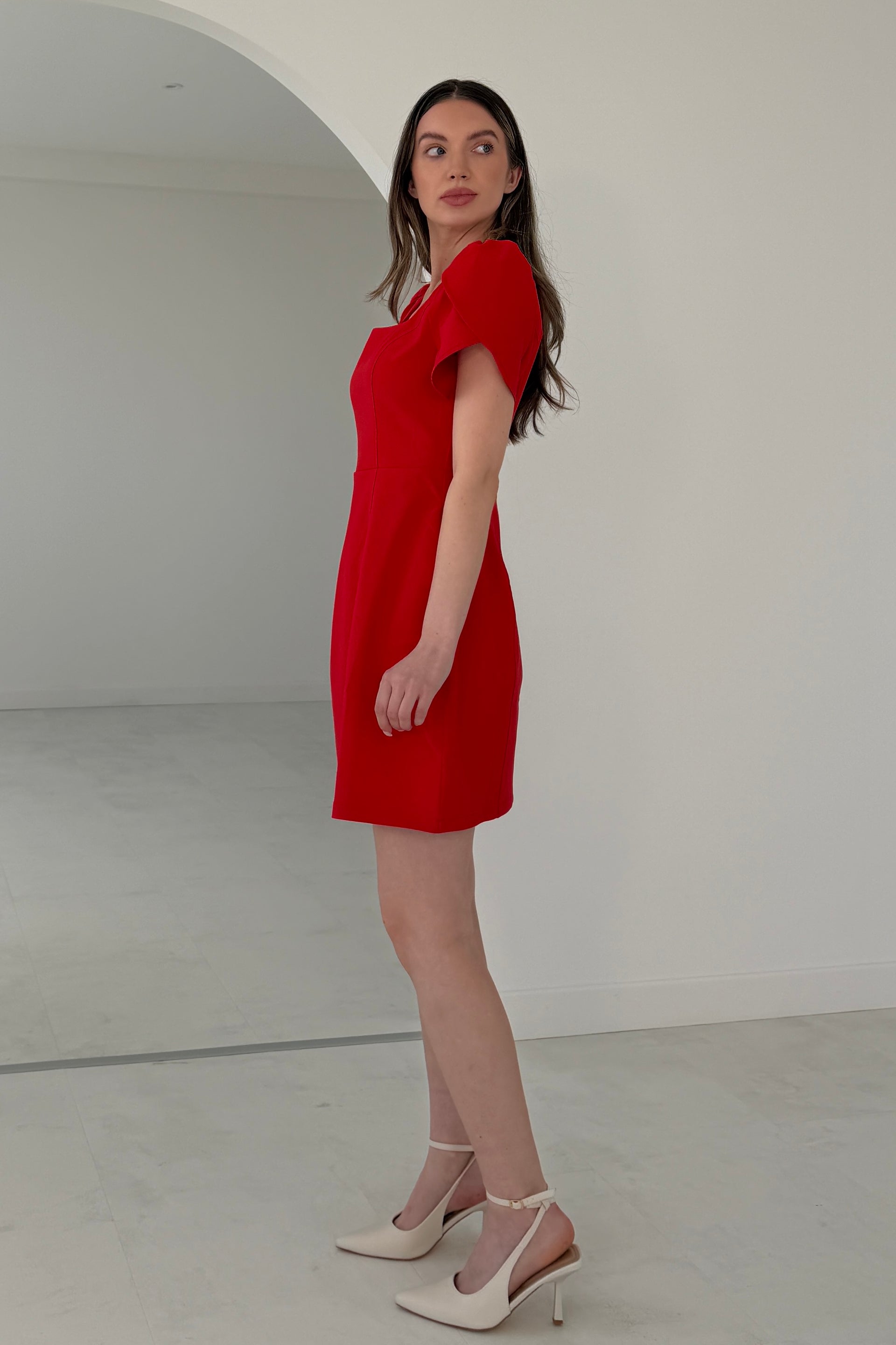 Reeve Square Neck Mini Dress Red