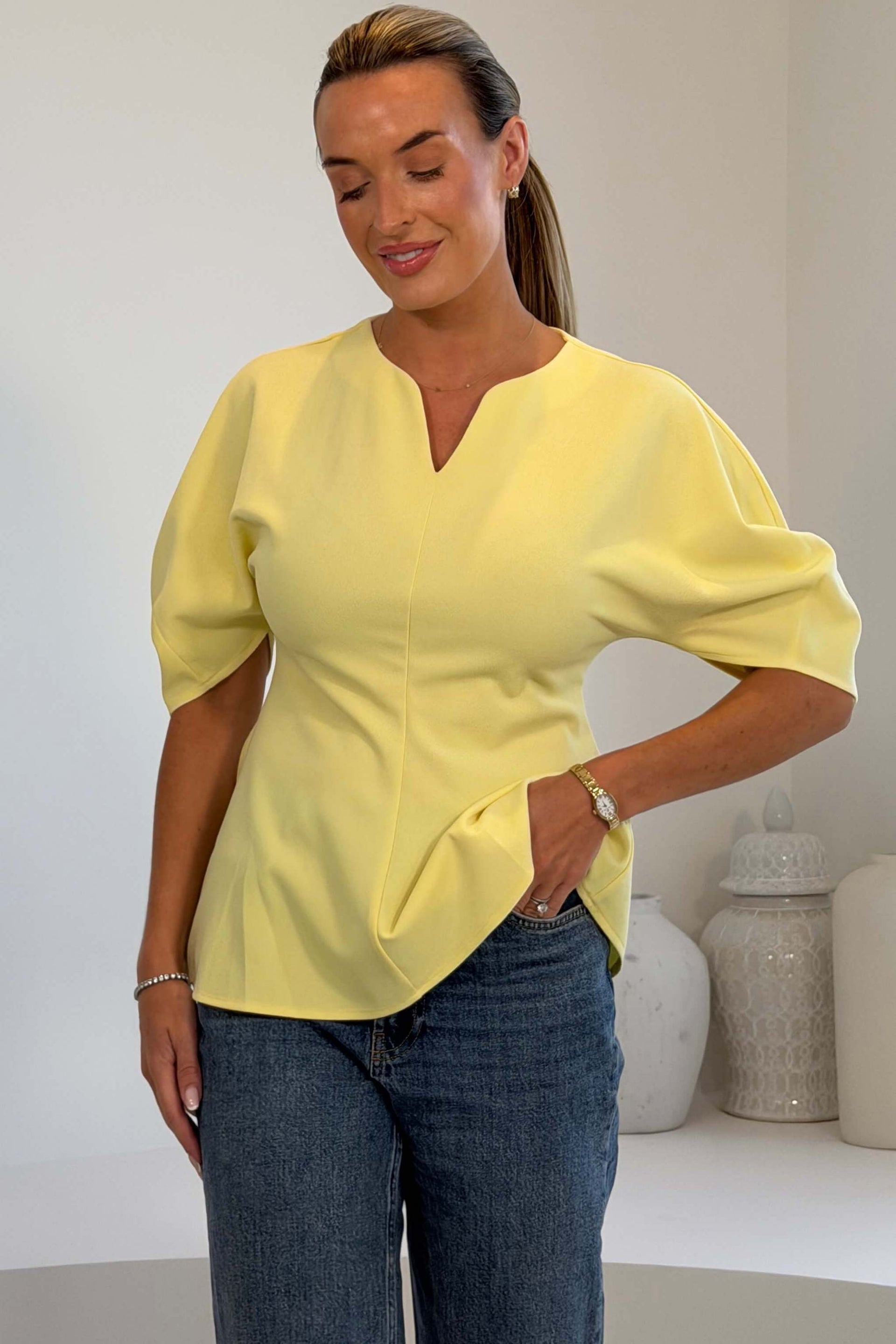Sheila Peplum Top Yellow