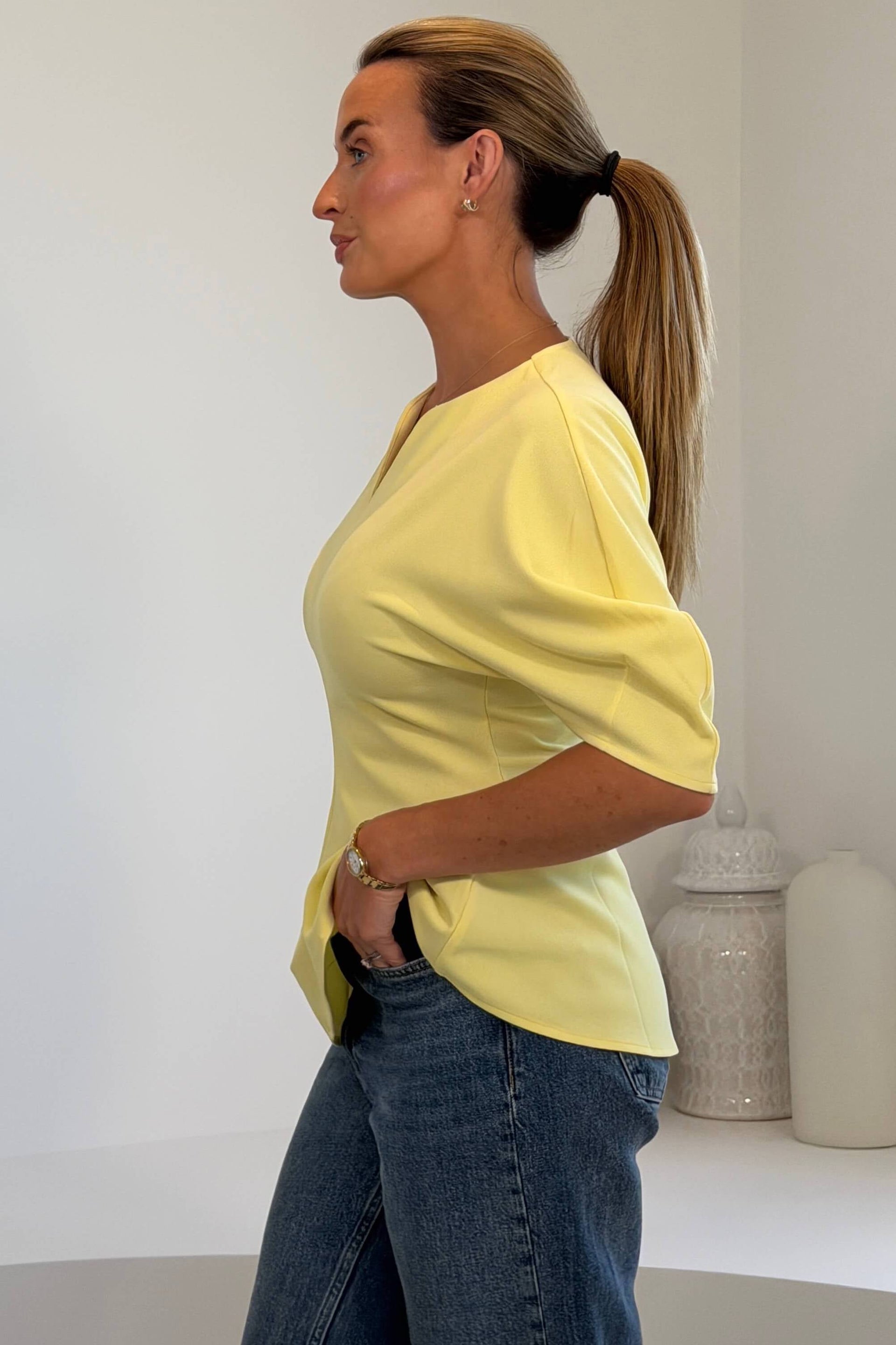 Sheila Peplum Top Yellow