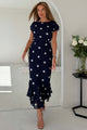 Roxy Boat Neck Frill Midi Navy Spot