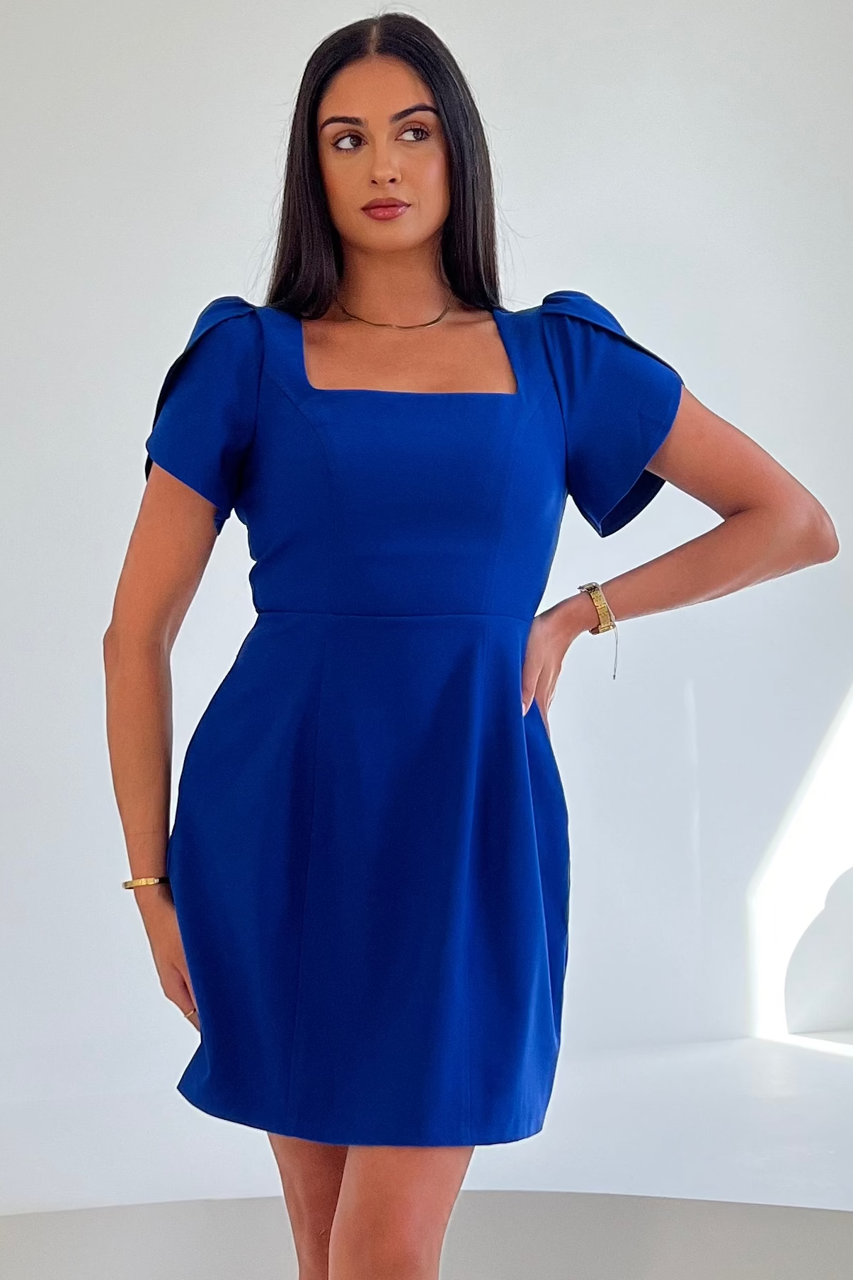 Reeve Square Neck Mini Dress Cobalt