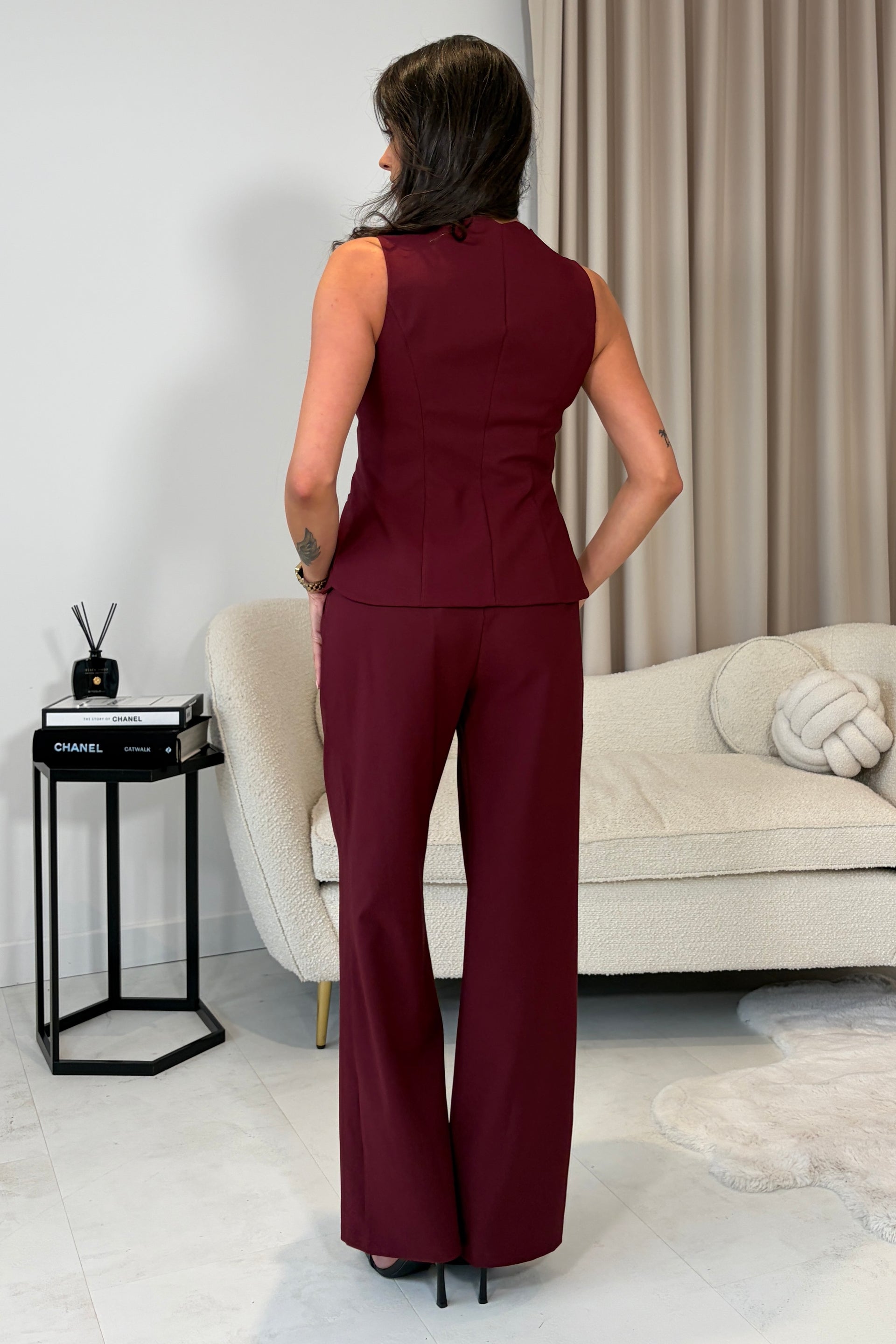 Jo Pleat Detail Tailored Trouser Berry