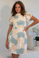 Ami Corded Lace Tulip Sleeve Mini Dress Sage