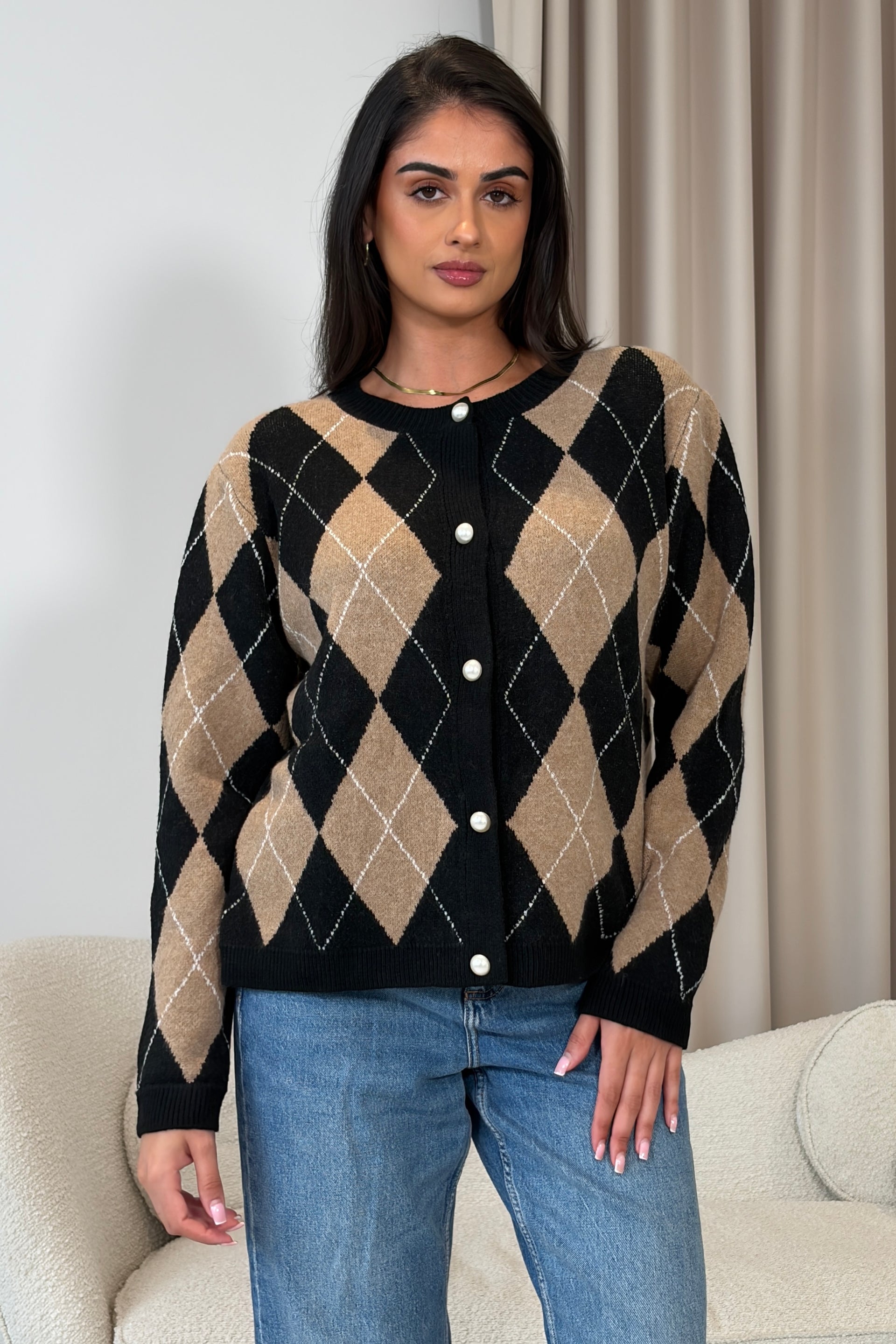 Katie Pearl knit Cardigan Black