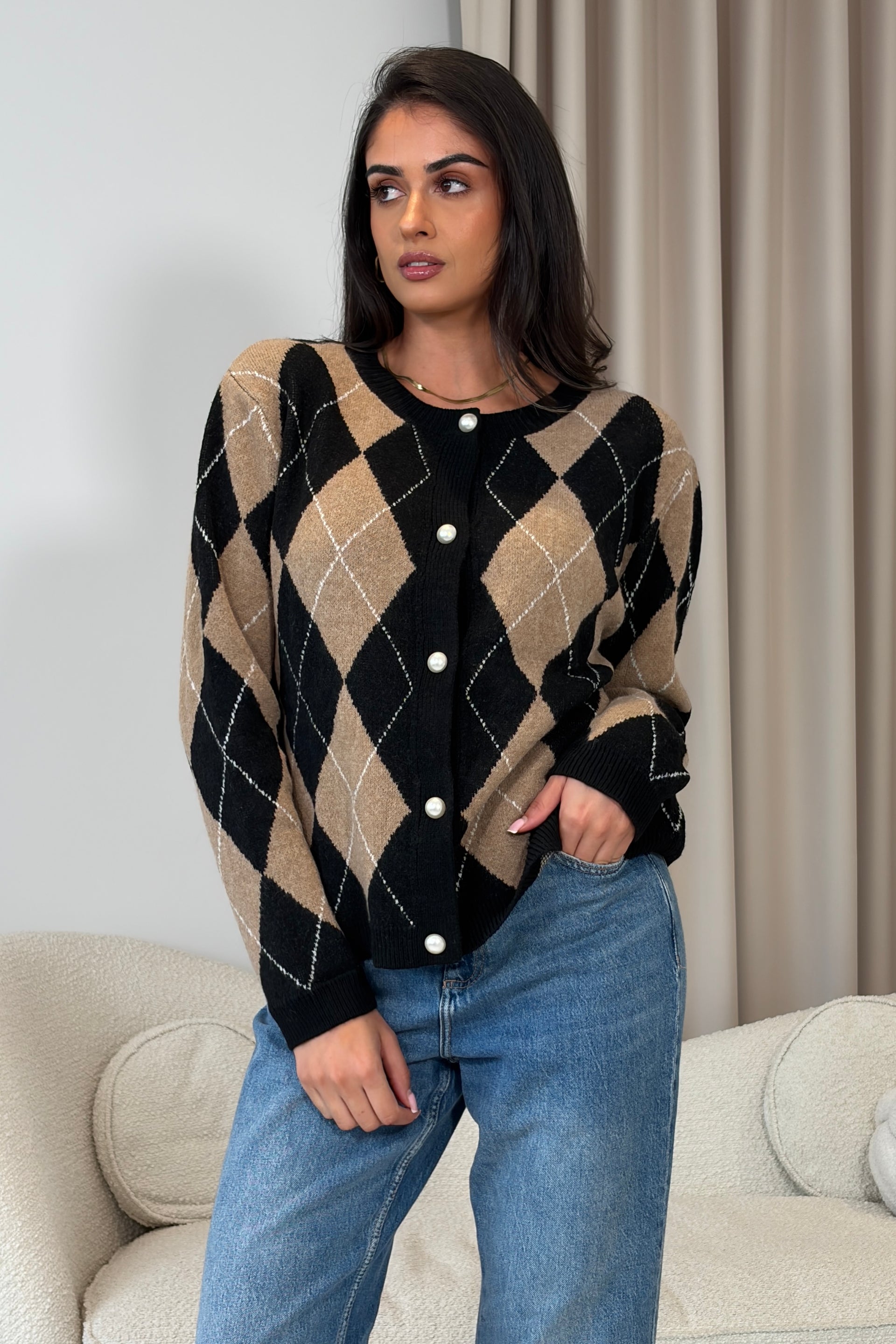 Katie Pearl knit Cardigan Black