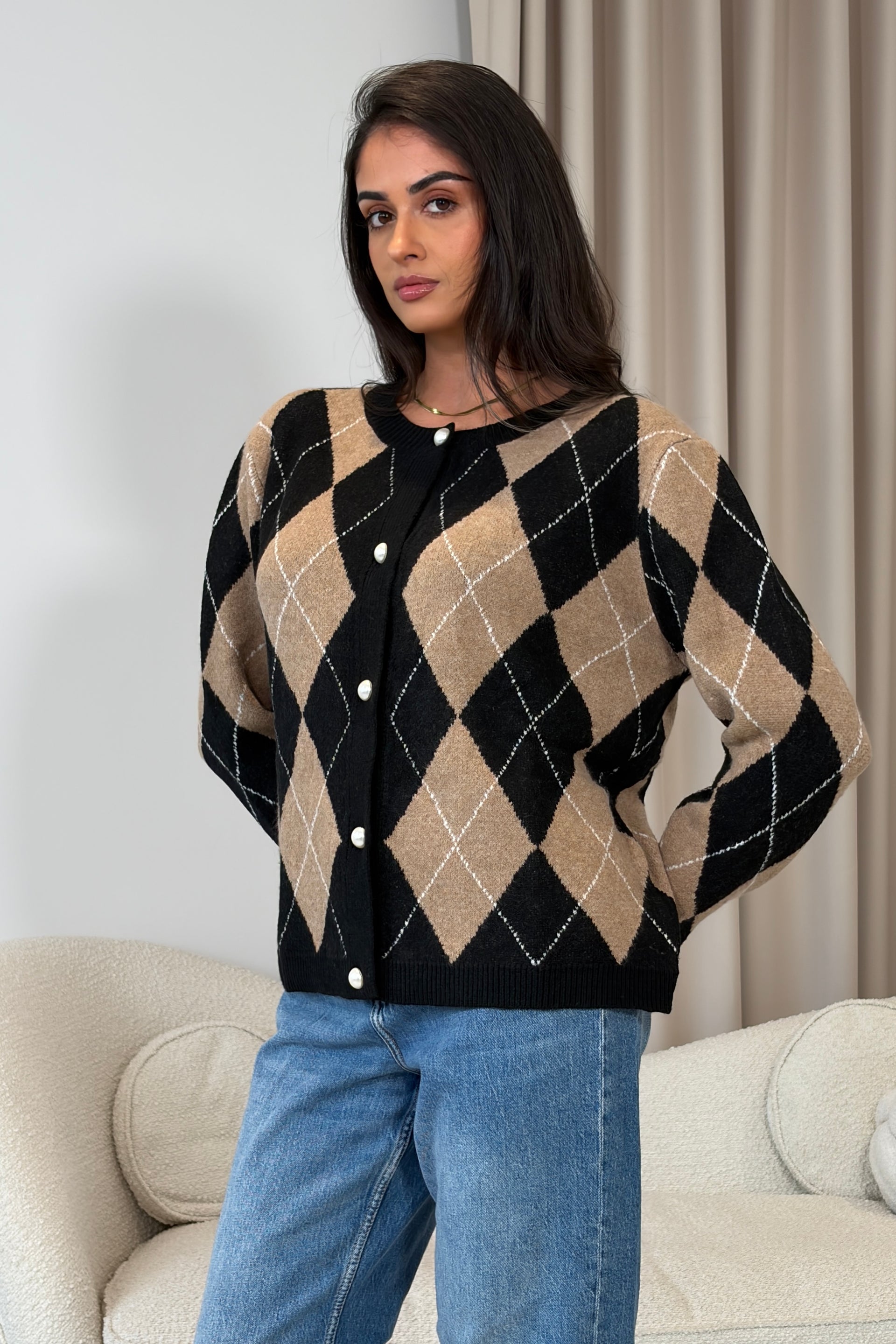 Katie Pearl knit Cardigan Black