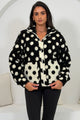 Mimi Polka Dot Full Zip Pocket Fleece Black