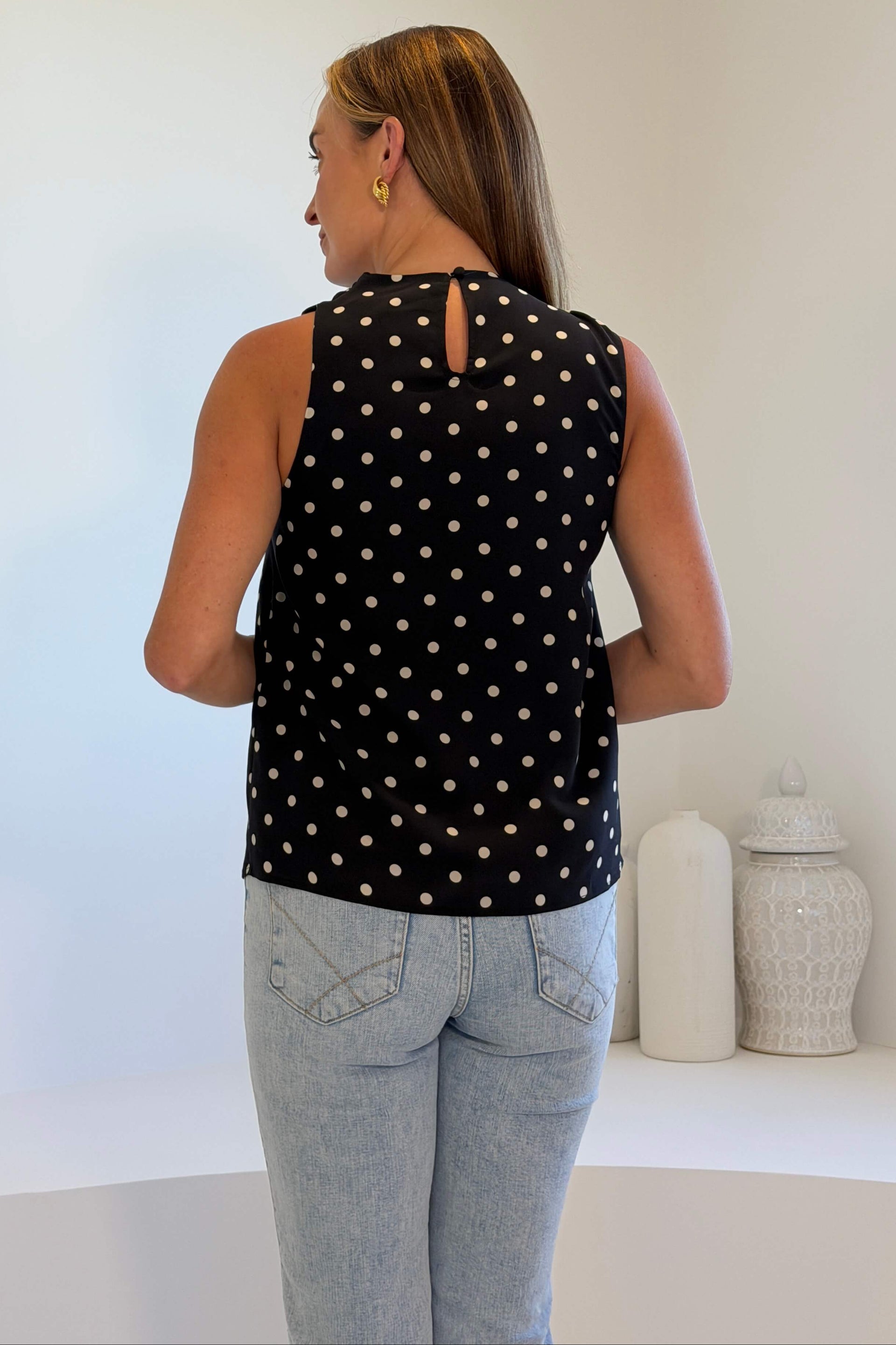 Sapphire Polka Dot Twist Top Black