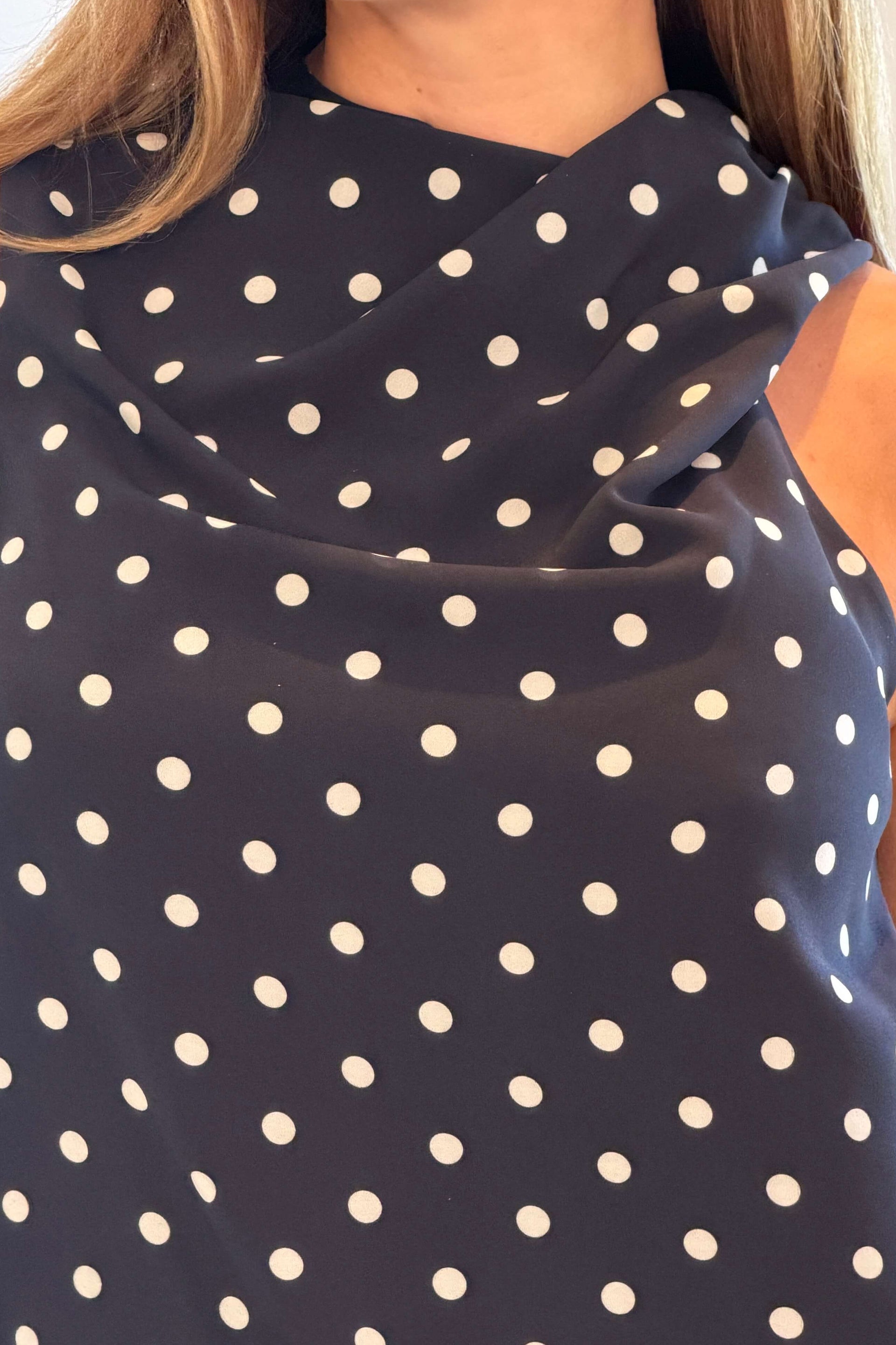 Sapphire Polka Dot Twist Top Black