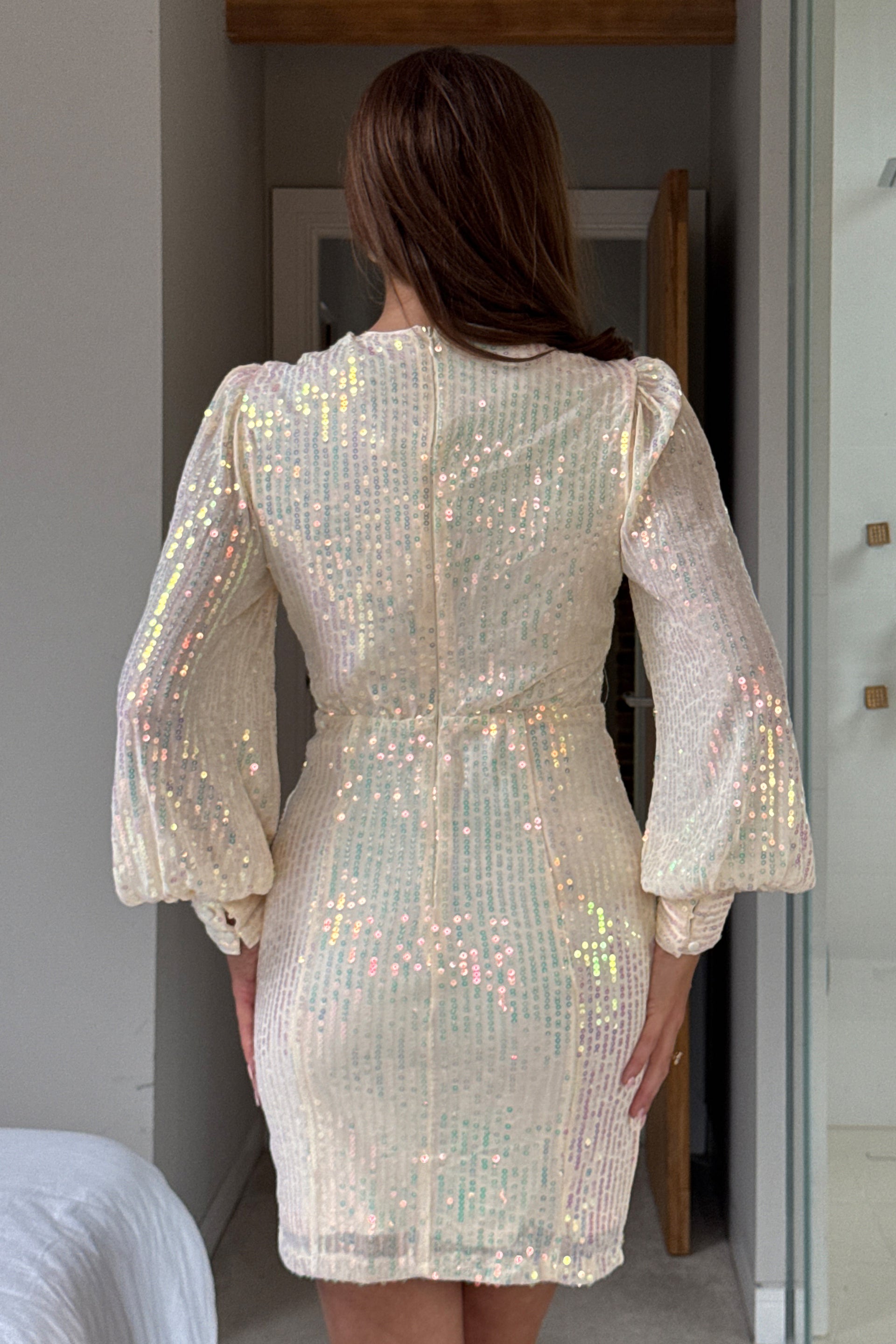Ariel Gold Sequin Ruched Detail Mini Dress  Girl In Mind
