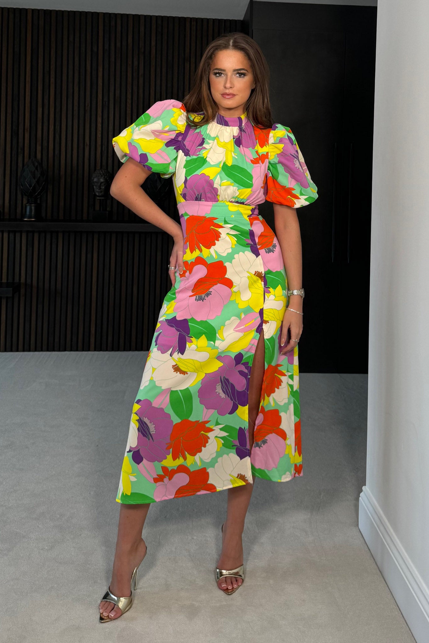 Shop Multicolour Floral V-Neck Midi Dress | SilkFred