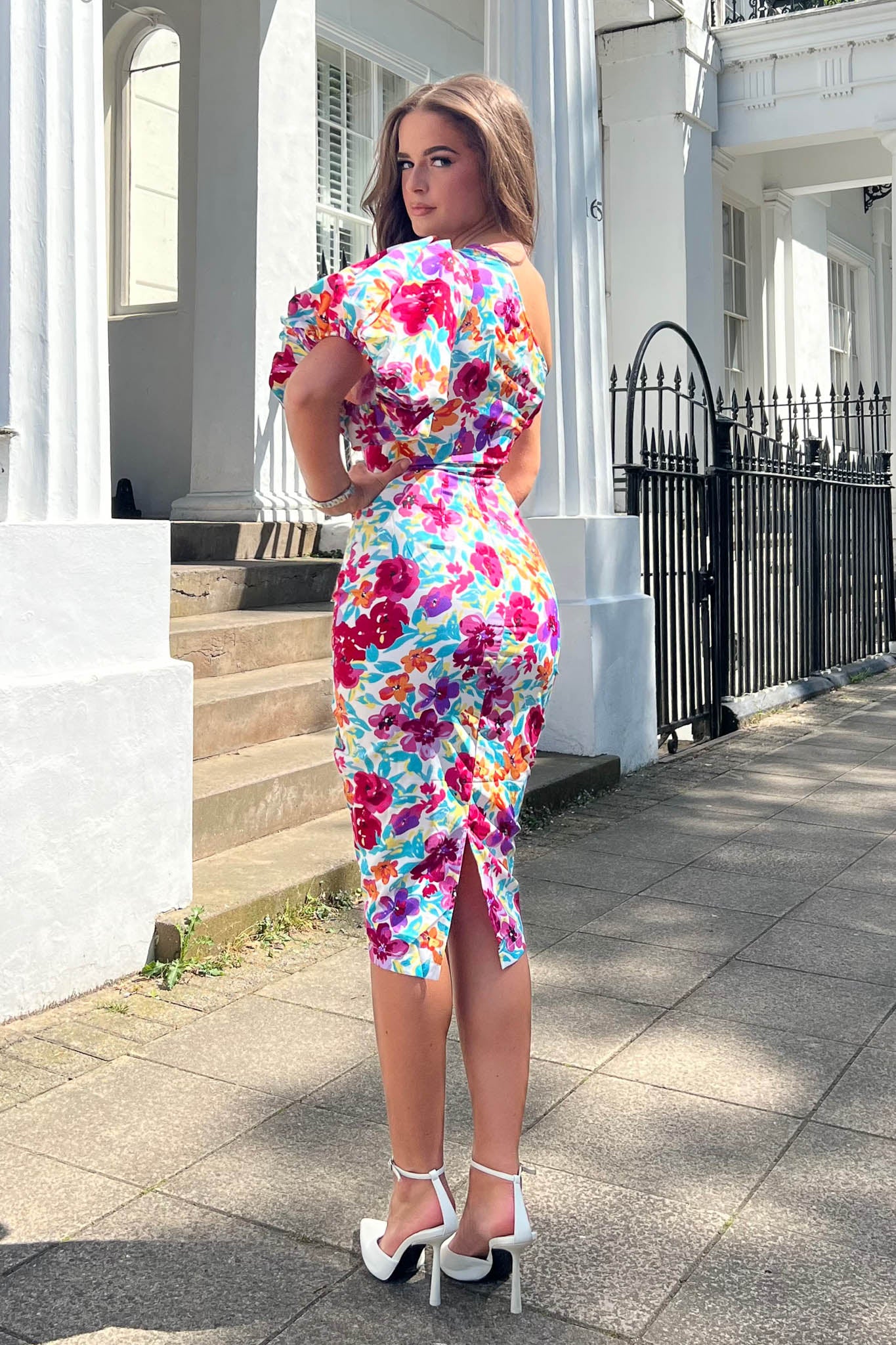 Willow Bright Floral One Shoulder Midi Dress