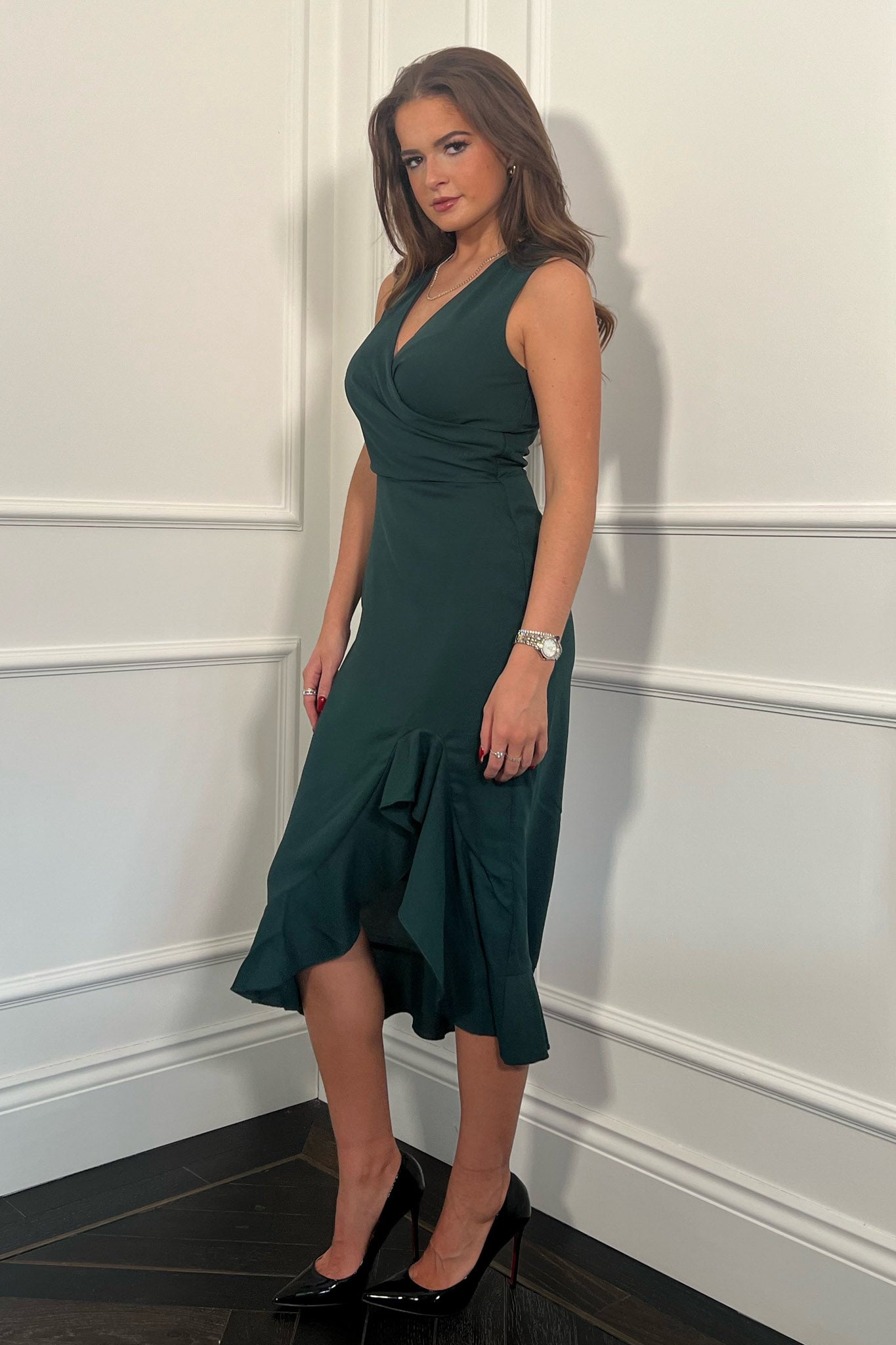 Hendrix Green Asymmetric Wrap Midi Dress Girl In Mind Hendrix Green Asymmetric Wrap Midi Dress Girl In Mind