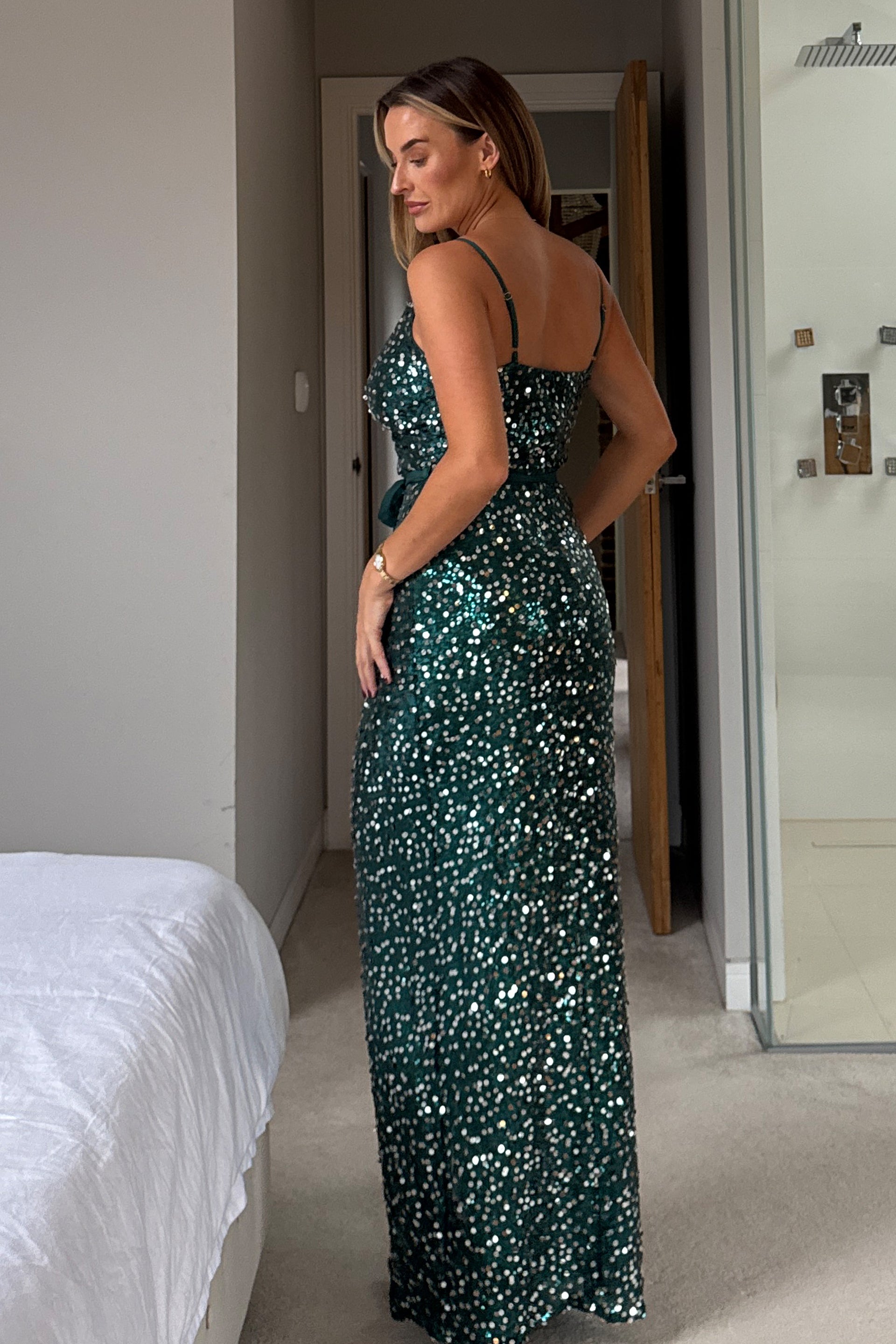 fitted lace wedding dress Mia Jade Green Wrap Maxi Dress – Girl In Mind