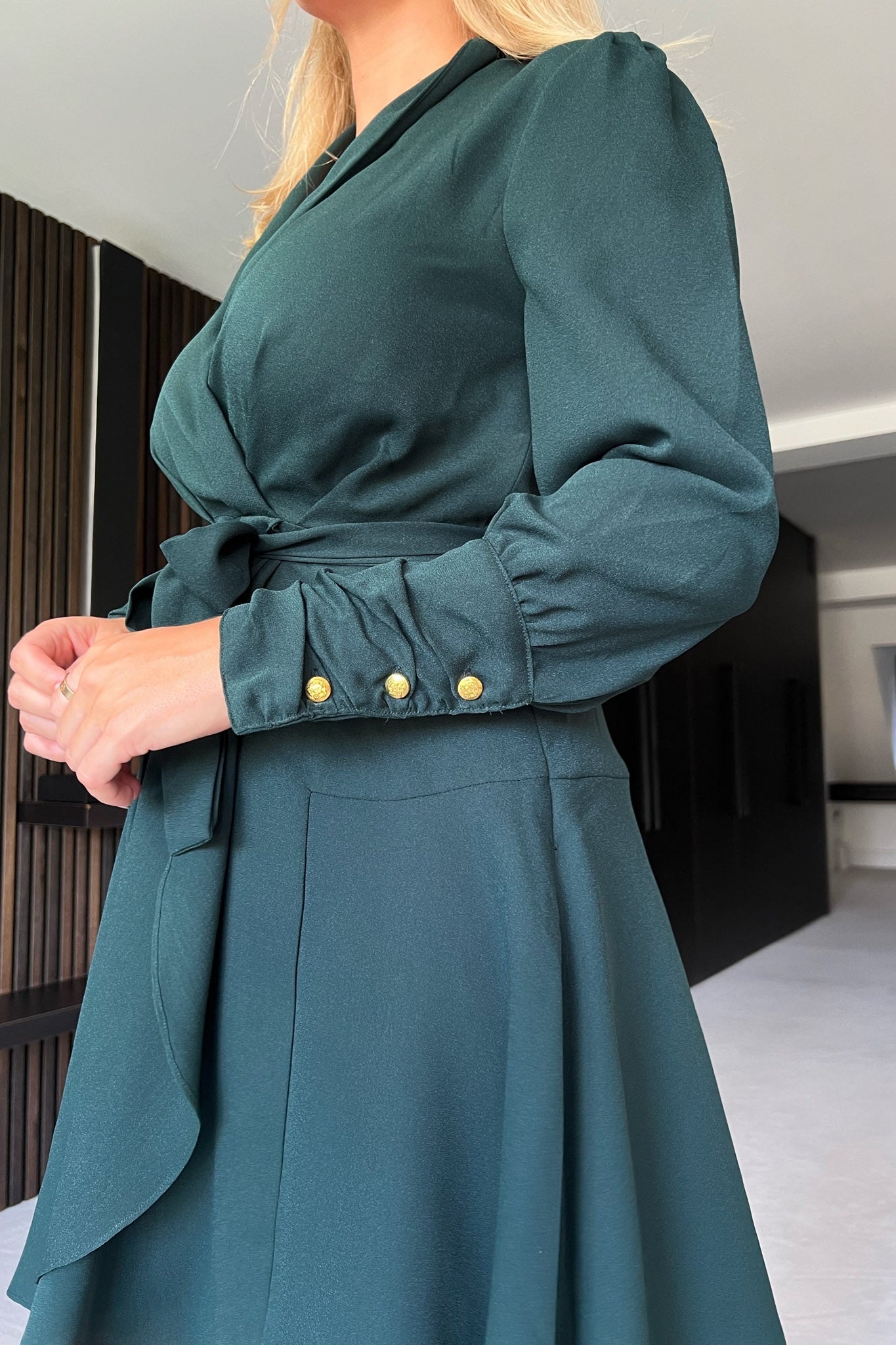 Sara Green Collar Detail Mini Dress