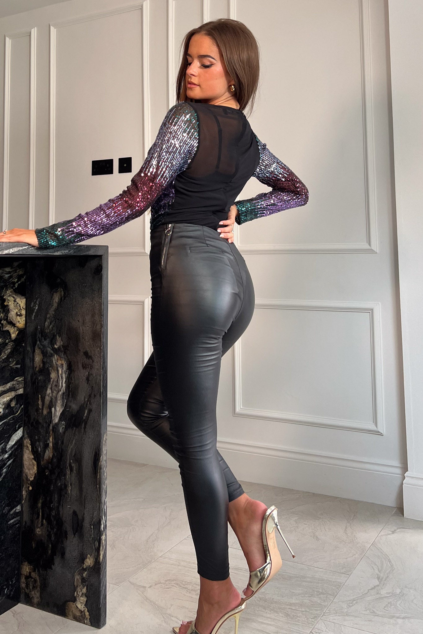 Eva Sequin Long Sleeve Bodysuit Multi