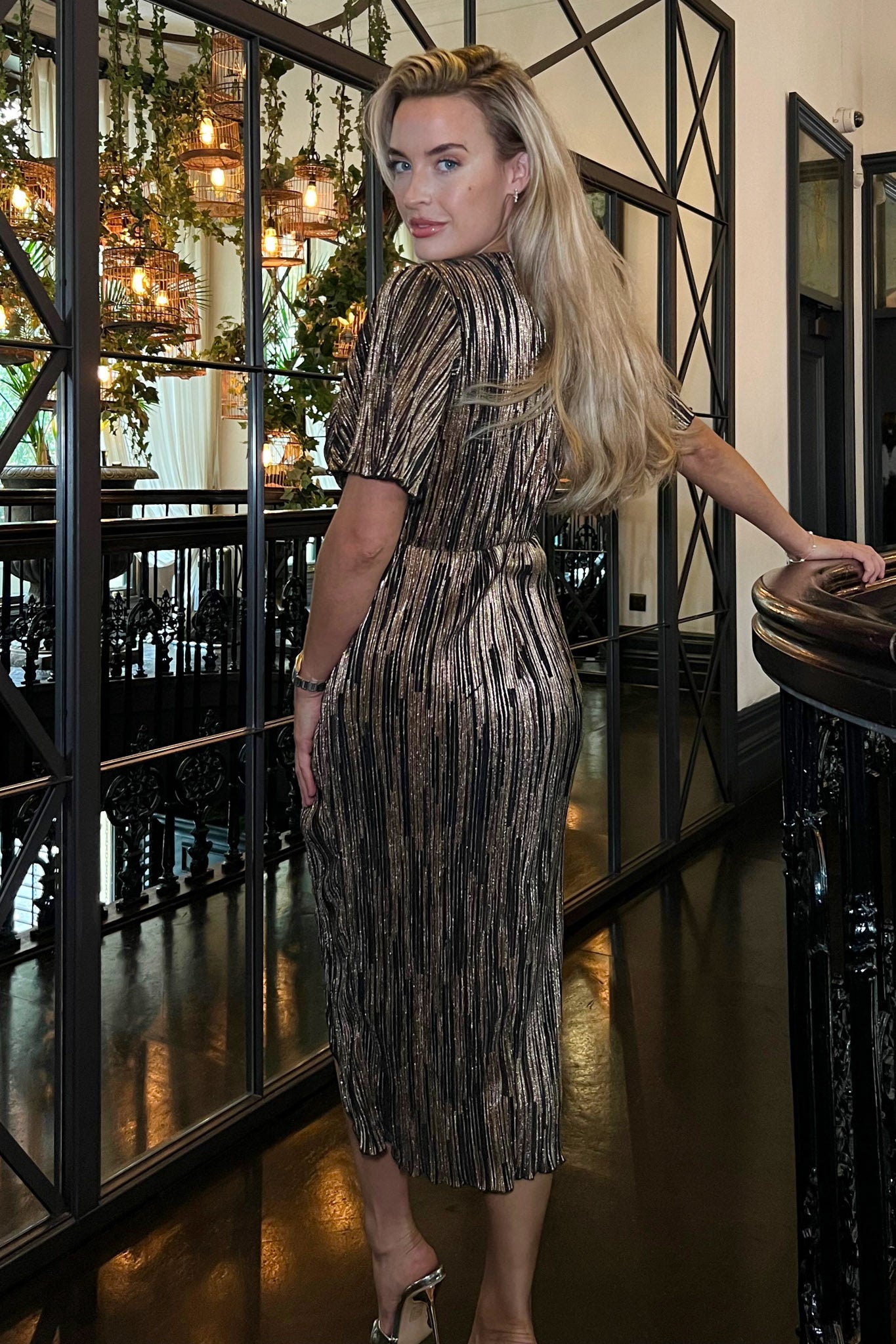 Isla Black & Gold Metallic Midi Dress Girl In Mind Isla Black & Gold Metallic Midi Dress Girl In Mind