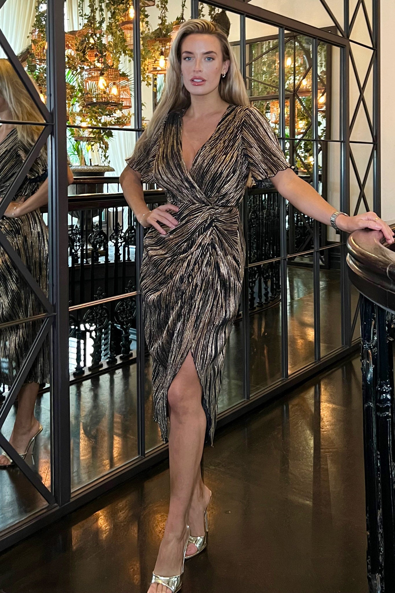 Isla Black & Gold Metallic Midi Dress Girl In Mind Isla Black & Gold Metallic Midi Dress Girl In Mind