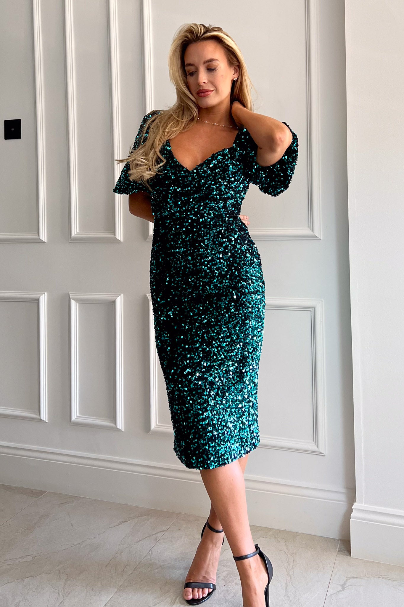 Harbor Green Velvet Sequin Wrap Detail Midi Dress Girl In Mind Harbor Green Velvet Sequin Wrap Detail Midi Dress Girl In Mind