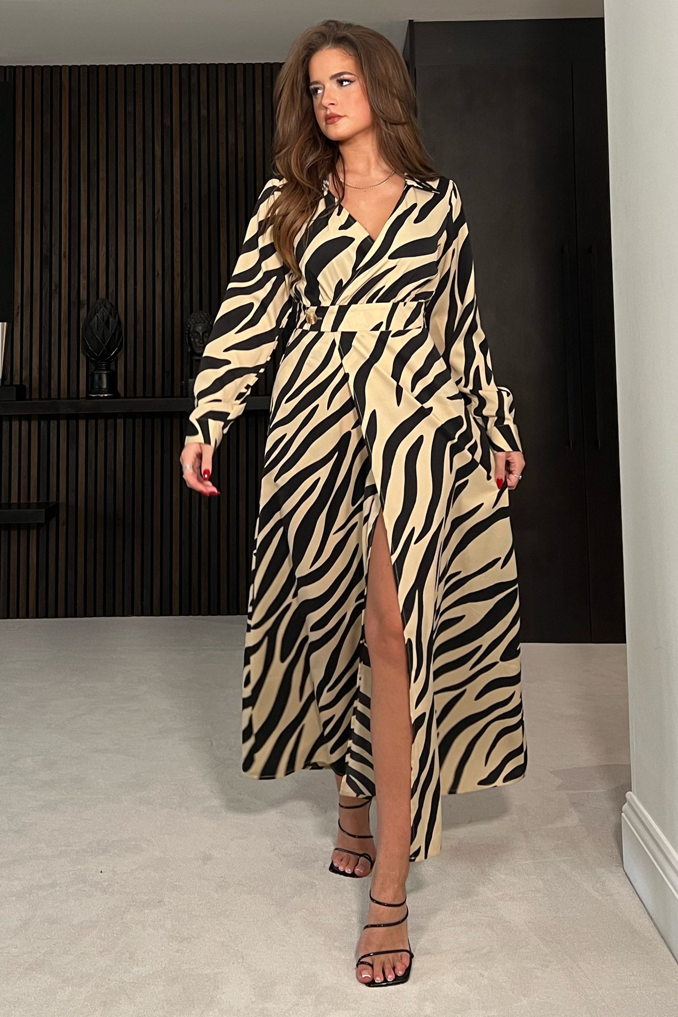 Samantha Brown Zebra Wrap Over Maxi Dress