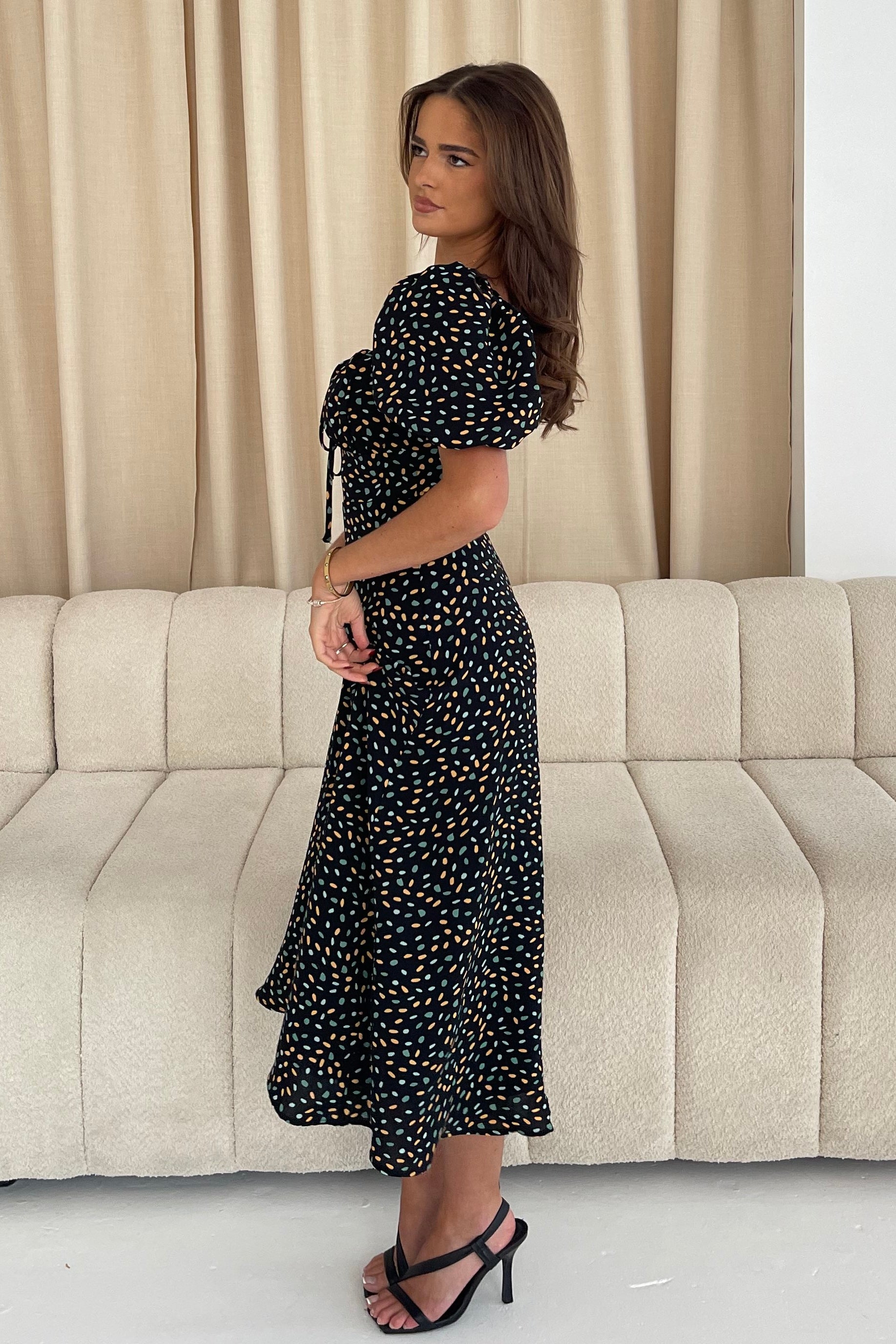 Jemima Square Neck Midi Dress Black Multi Girl In Mind Jemima Square Neck Midi Dress Black Multi Girl In Mind