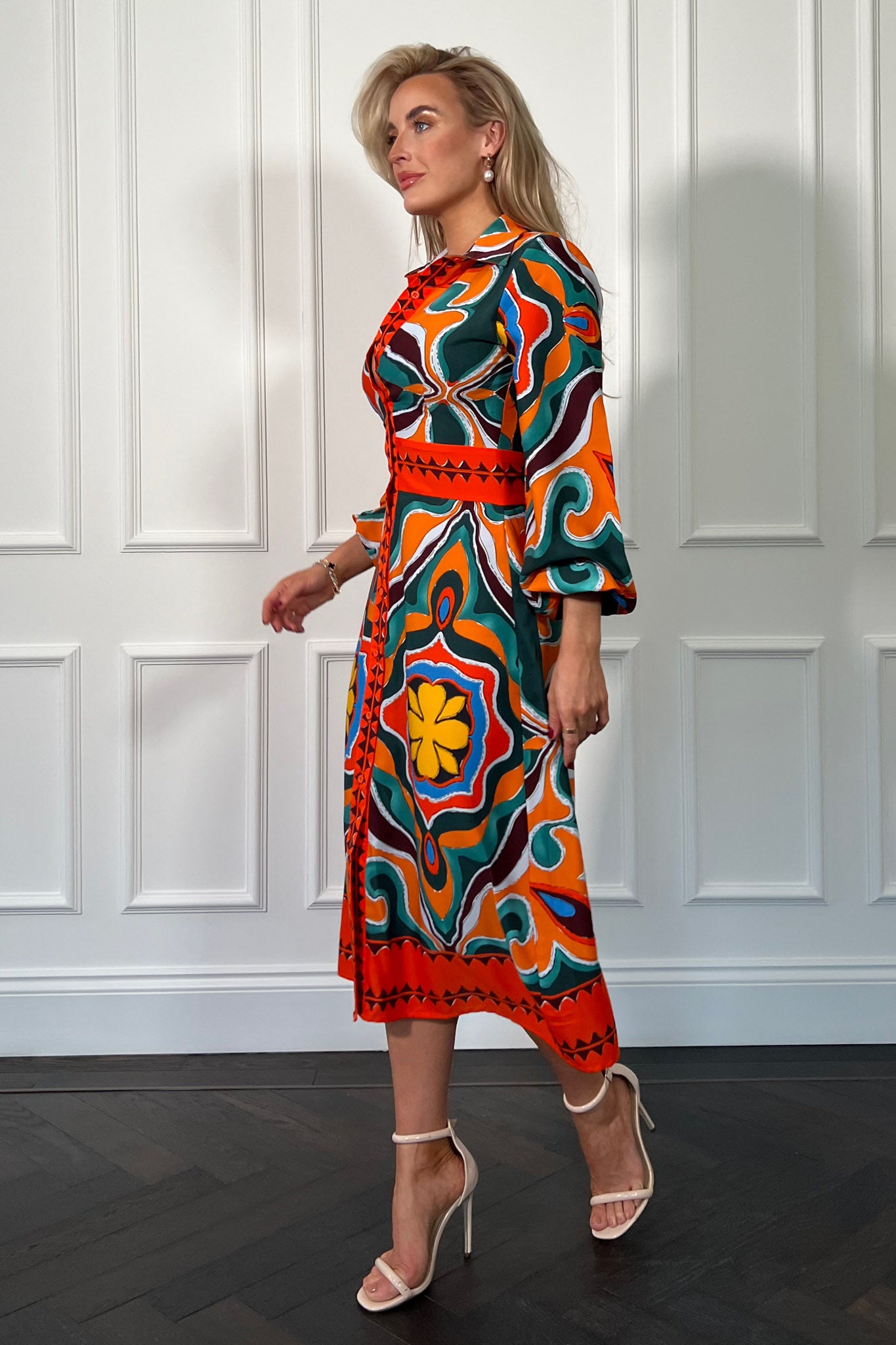 Abstract Pattern On Dresses Alison Orange Abstract Shirt Dress