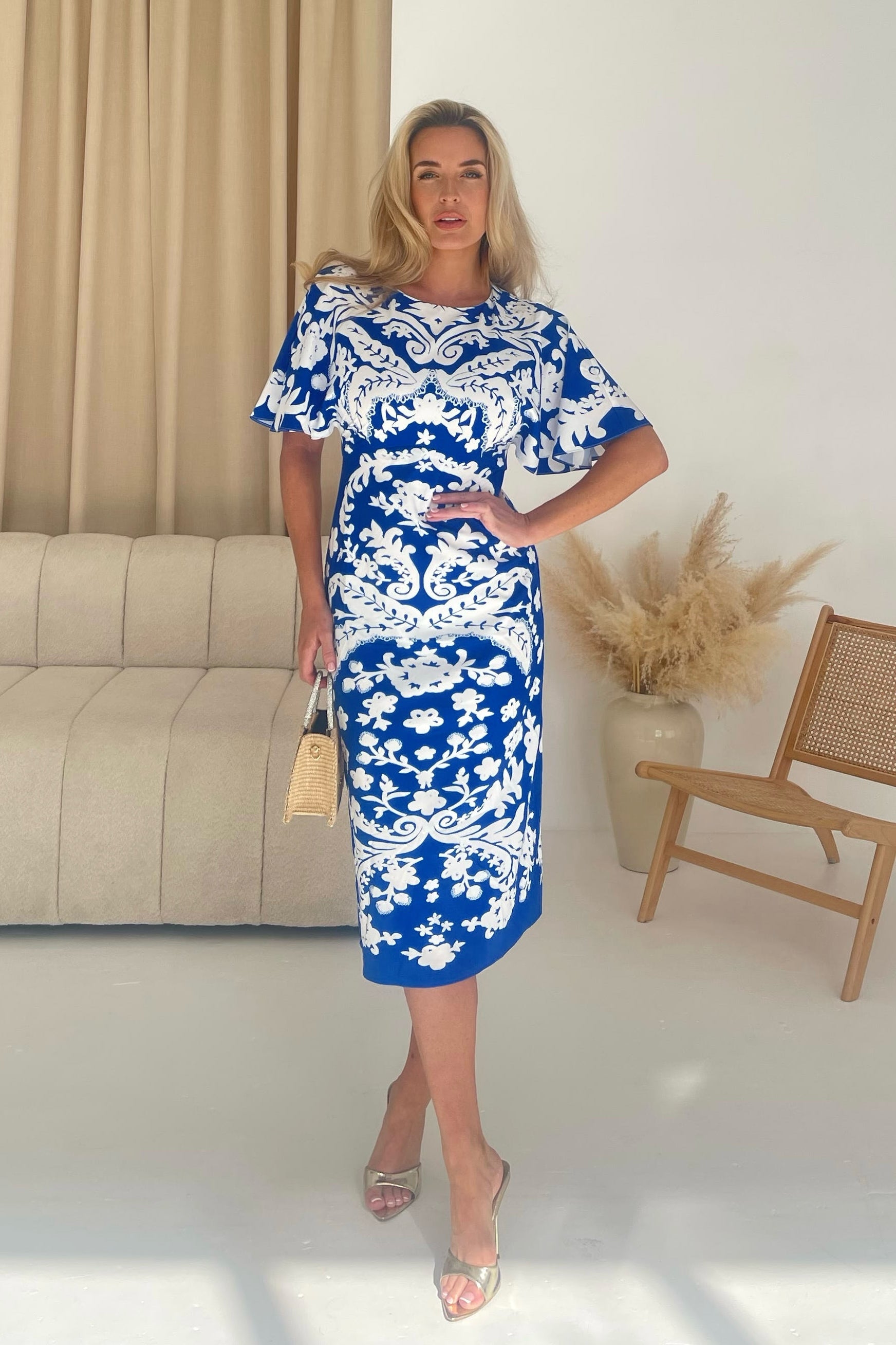Jocelyn Cobalt and White Midi Dress Girl In Mind Jocelyn Cobalt and White Midi Dress Girl In Mind