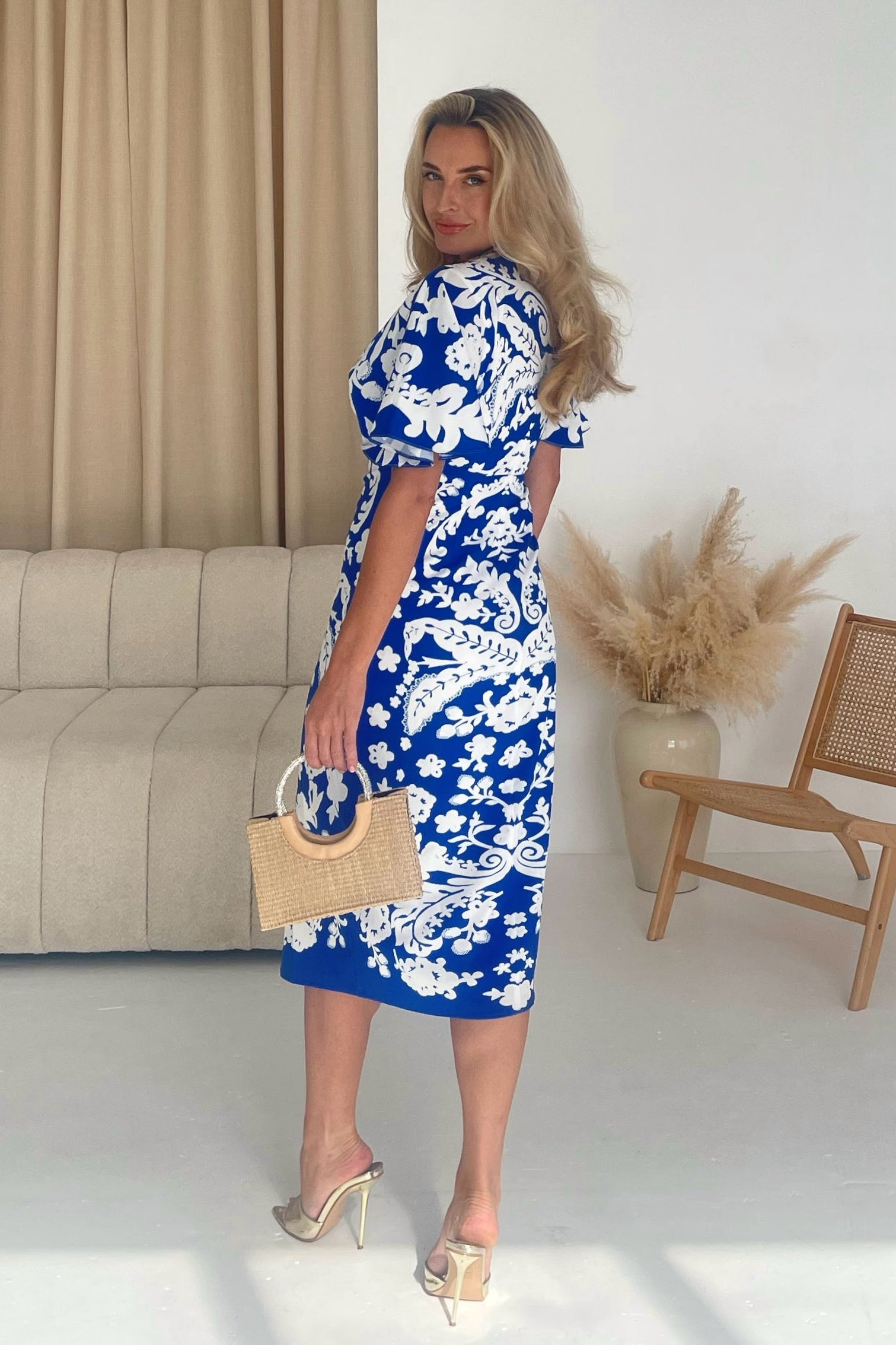 Jocelyn Cobalt and White Midi Dress Girl In Mind Jocelyn Cobalt and White Midi Dress Girl In Mind