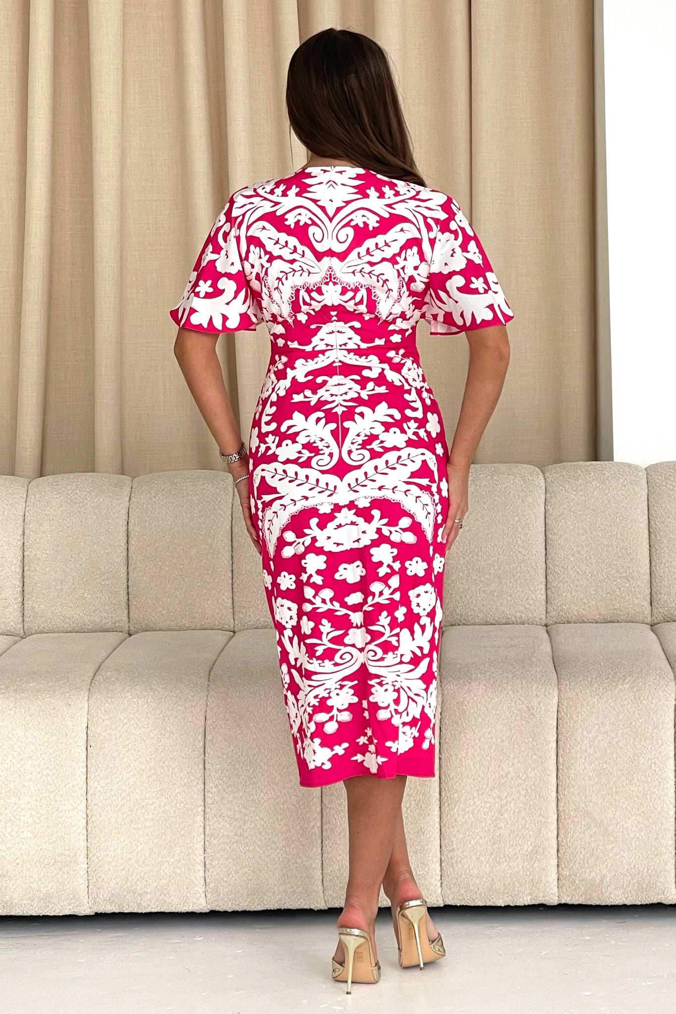 Jocelyn Pink and White Midi Dress Girl In Mind Jocelyn Pink and White Midi Dress Girl In Mind