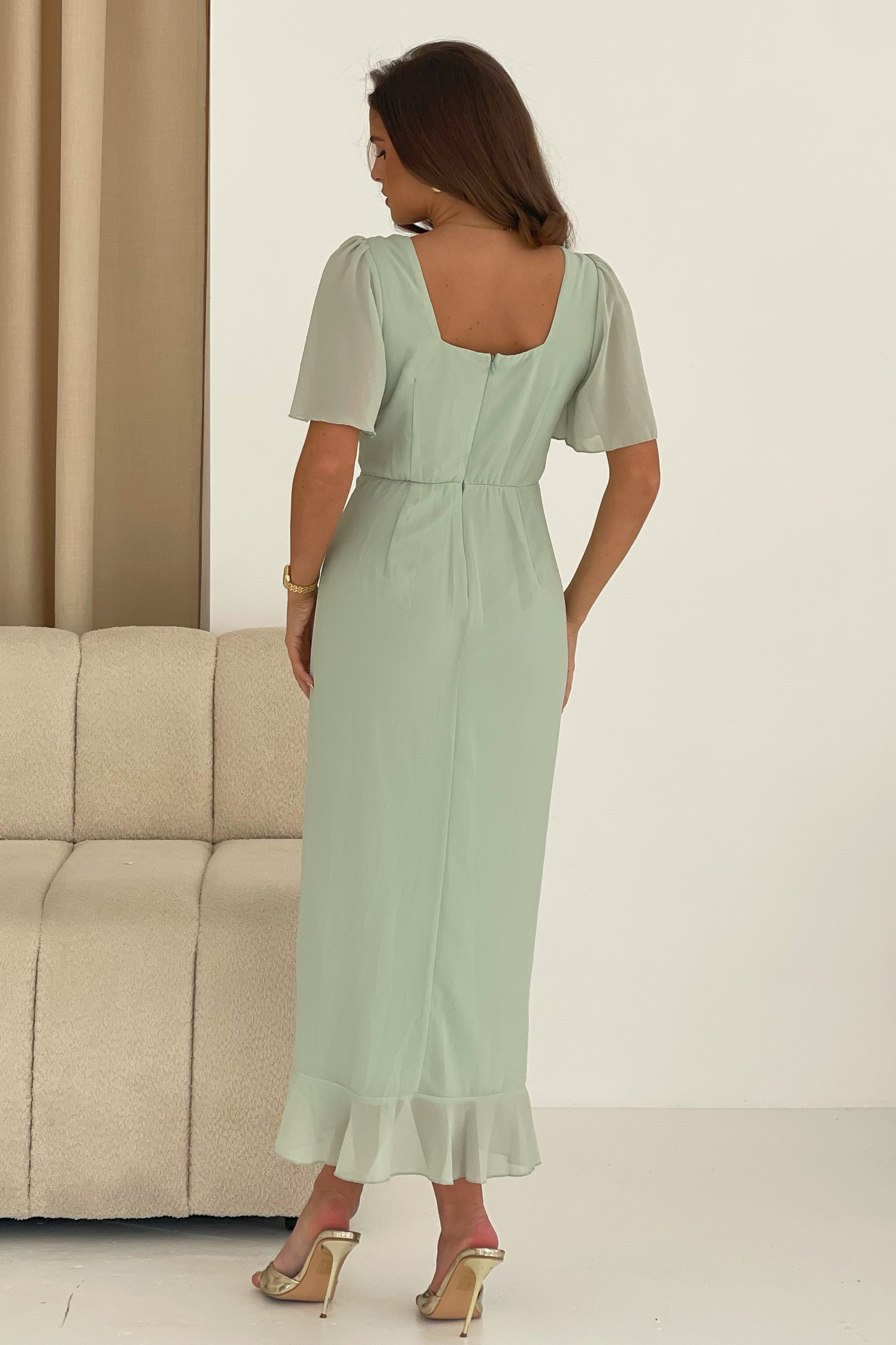 Heidi Sage Ruched Midi Dress Girl In Mind Heidi Sage Ruched Midi Dress Girl In Mind