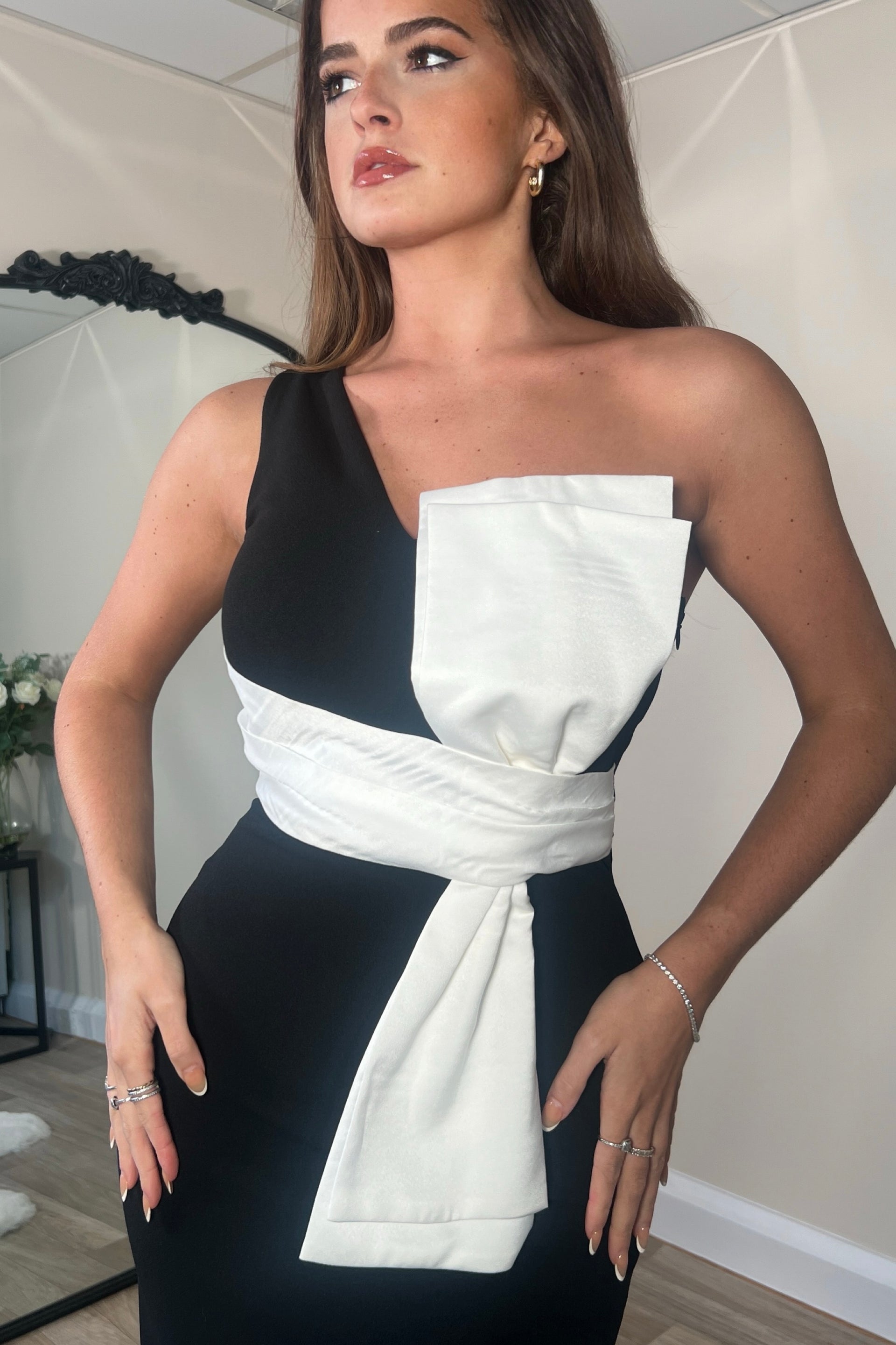 Emani Black Dress With White Bow Girl In Mind Emani Black Dress With White Bow Girl In Mind