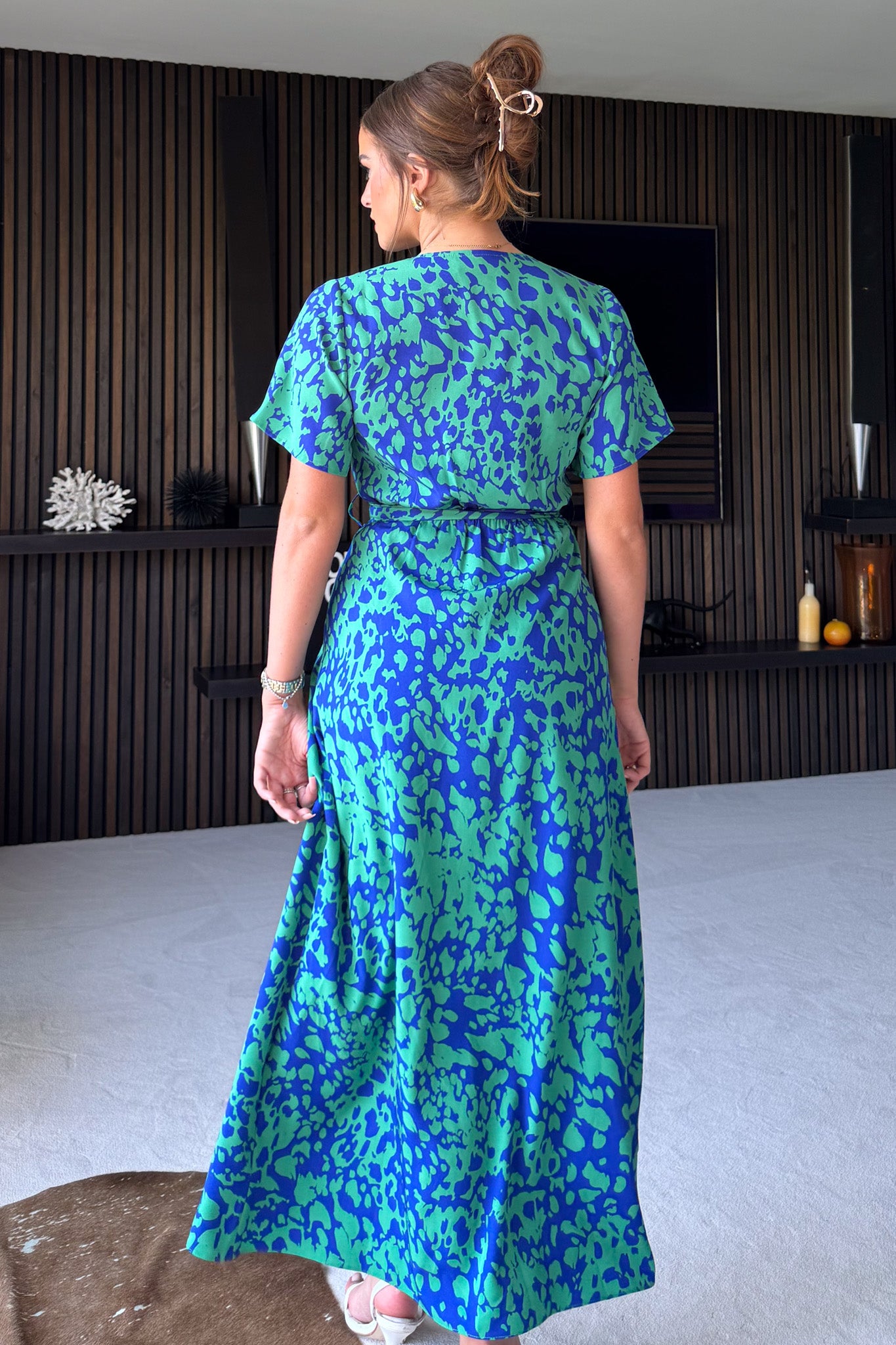 Farren Wrap Maxi Dress Green Blue Animal Girl In Mind Farren Wrap Maxi Dress Green Blue Animal Girl In Mind
