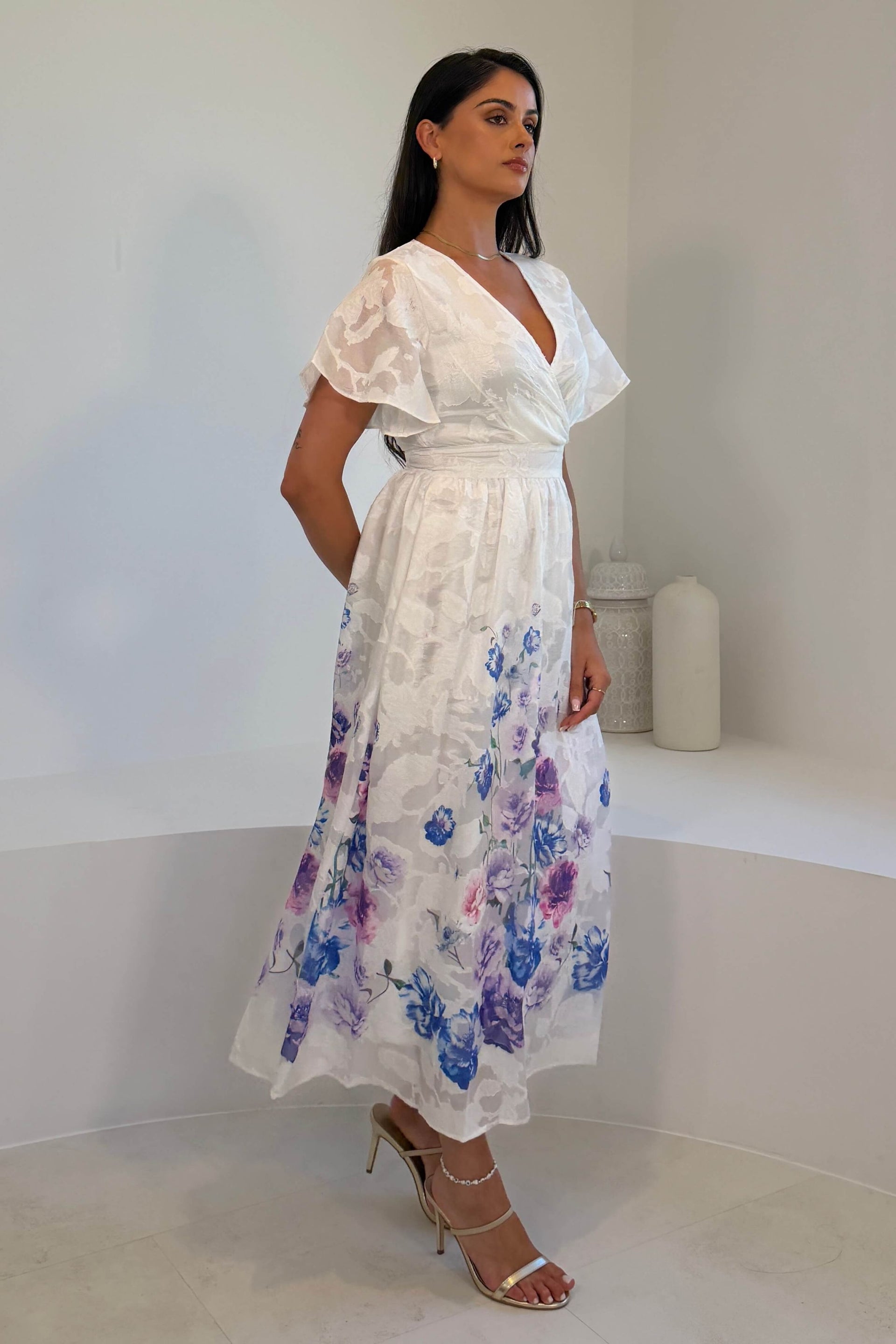 Lucy Printed Burnout Midi Dress
