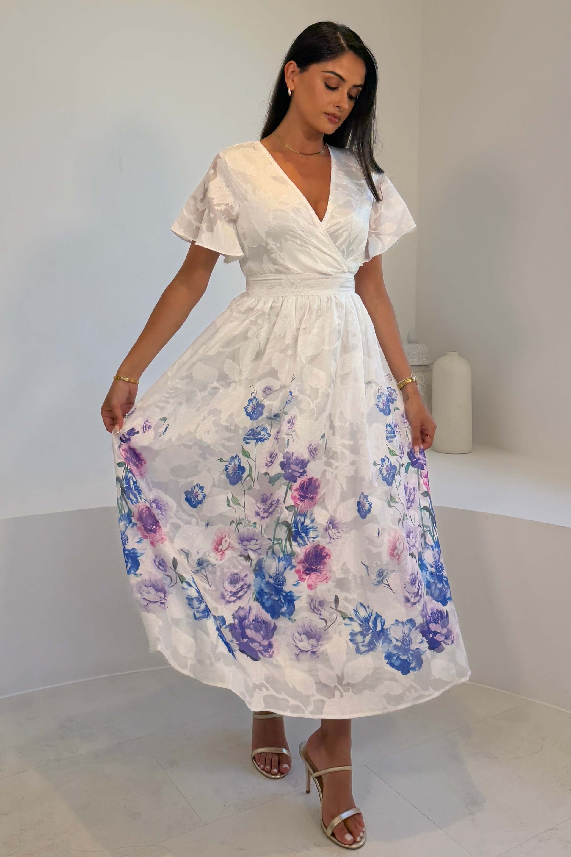 Lucy Printed Burnout Midi Dress