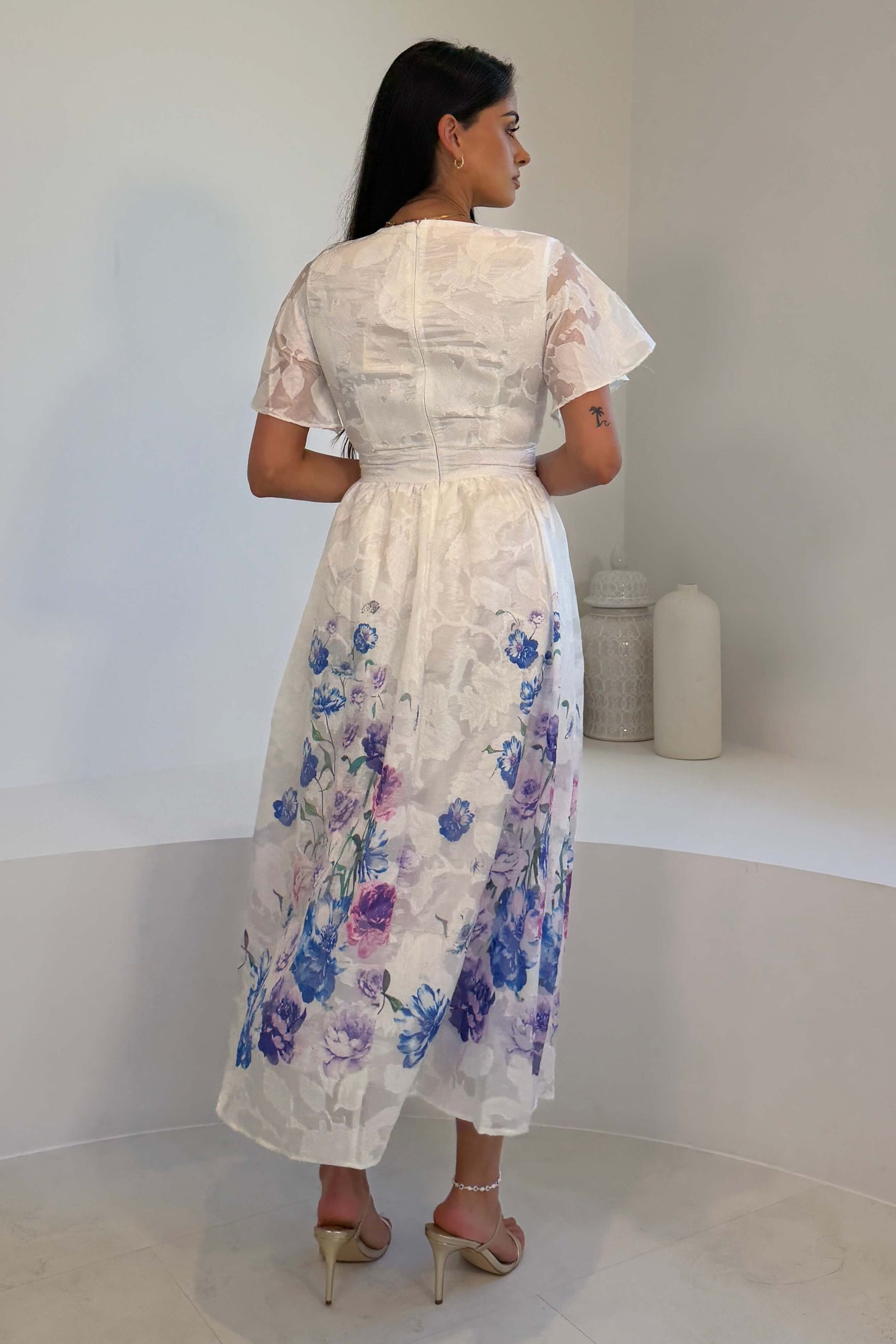 Lucy Printed Burnout Midi Dress