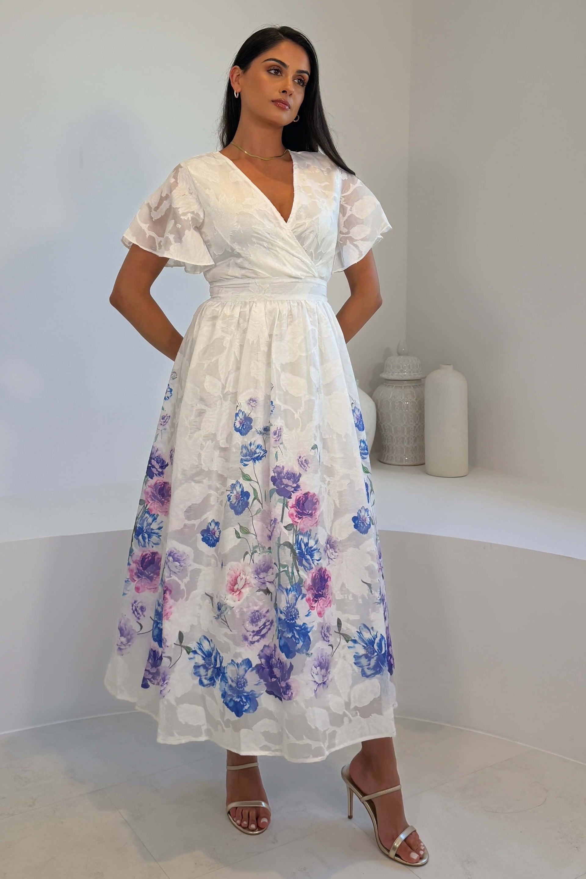 Lucy Printed Burnout Midi Dress