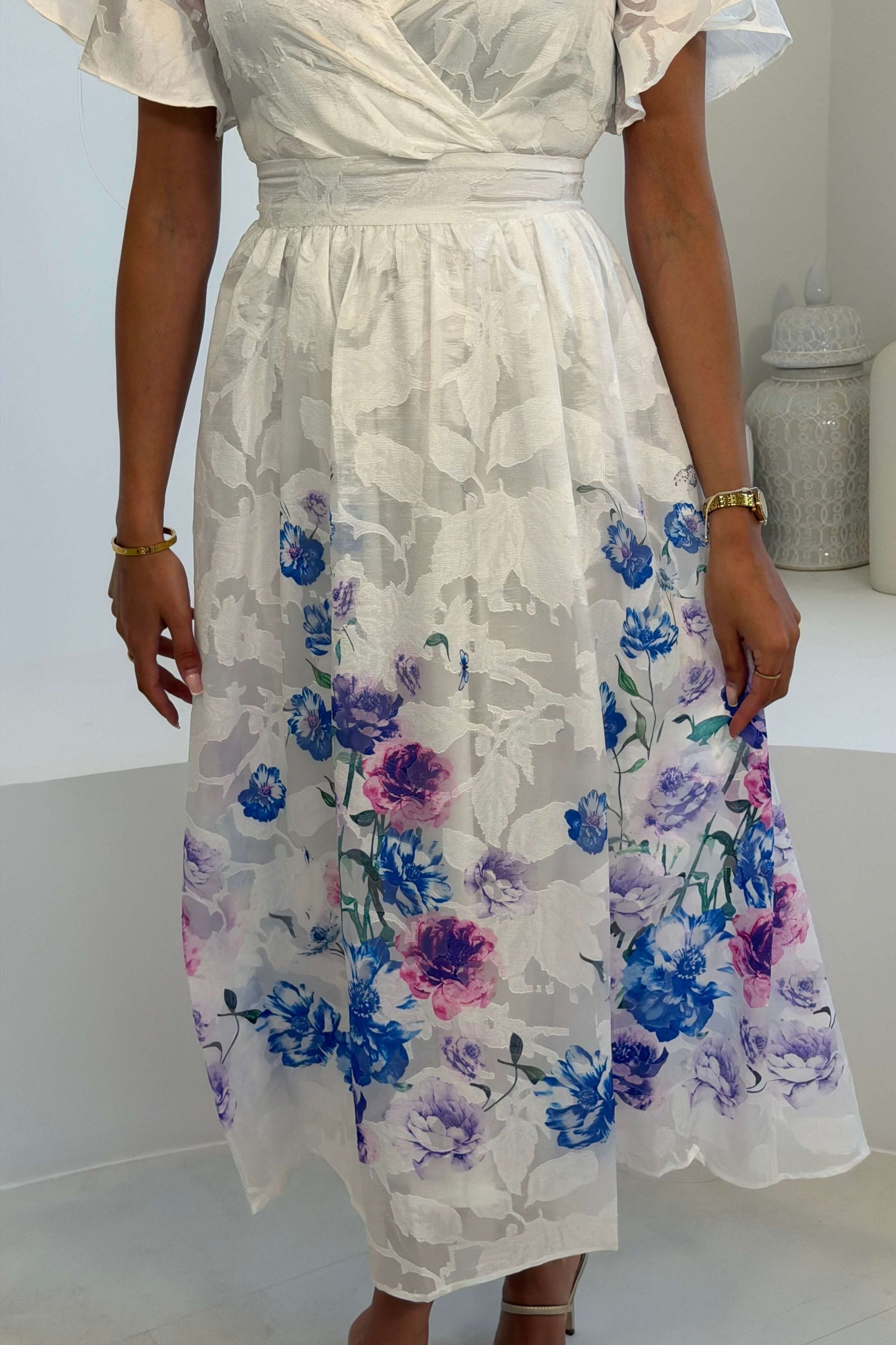 Lucy Printed Burnout Midi Dress