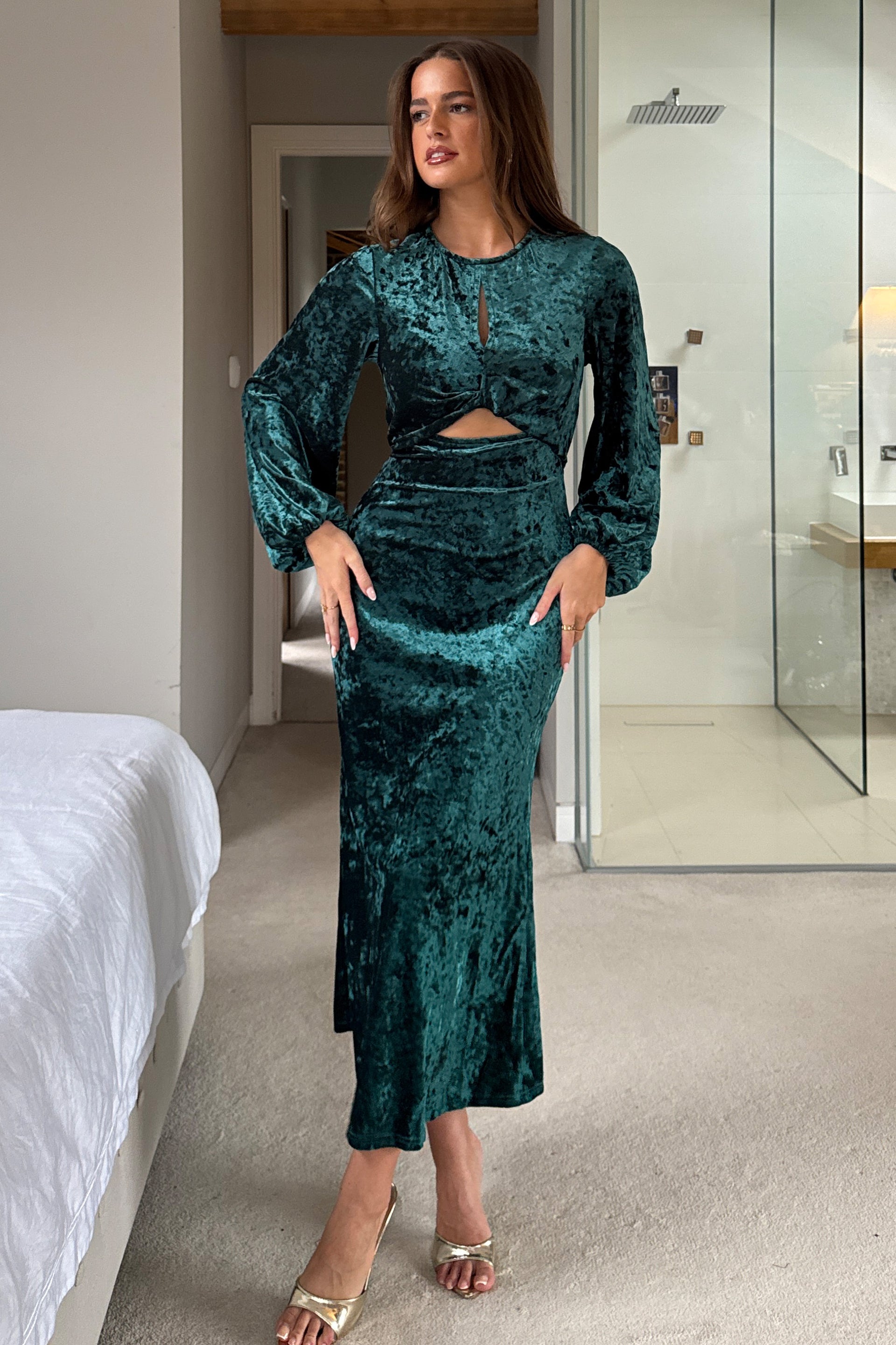 Clara Cutout Maxi Dress Green Velvet Girl In Mind Clara Cutout Maxi Dress Green Velvet Girl In Mind