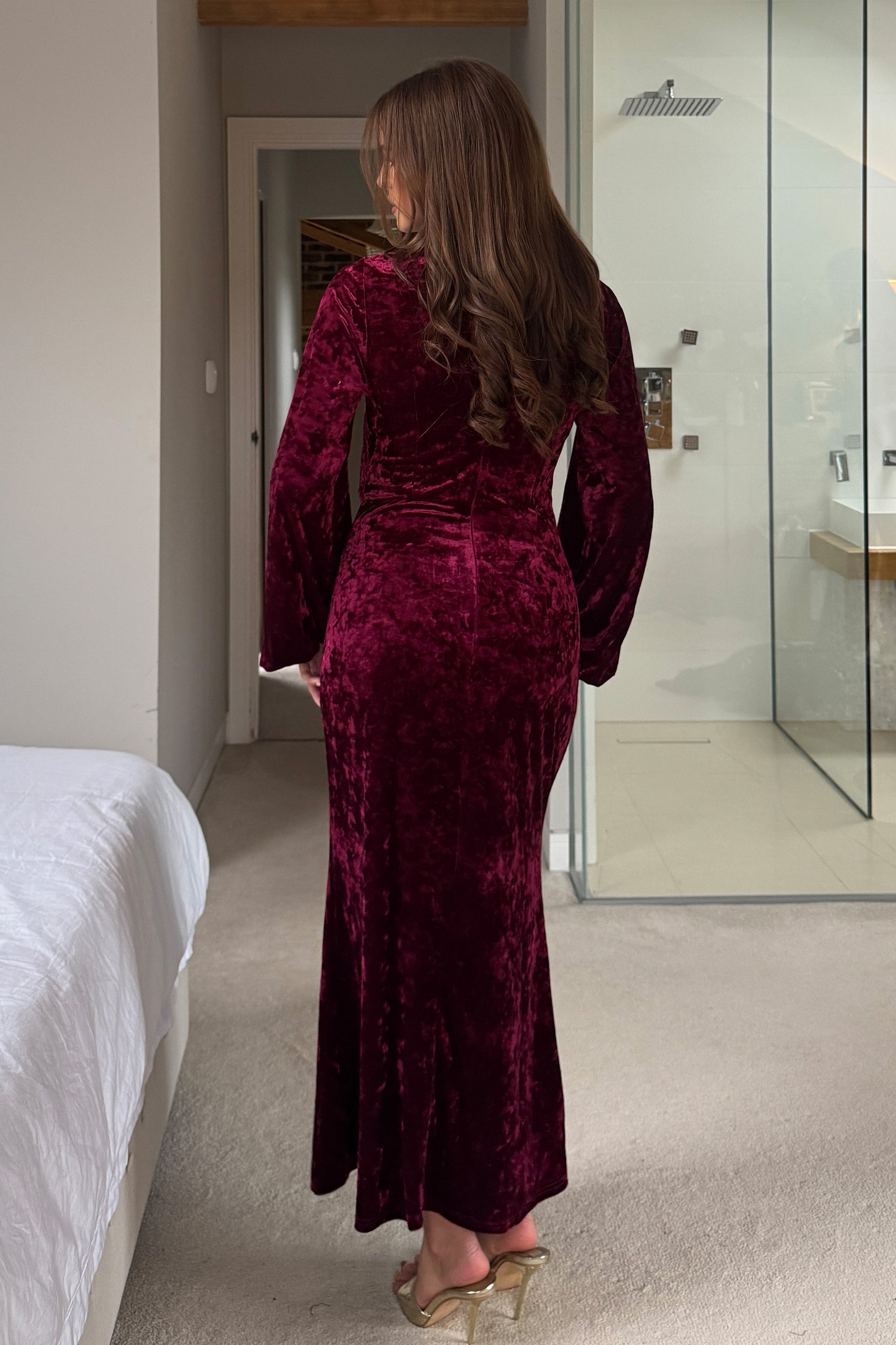 Clara Cutout Maxi Dress Wine Velvet Girl In Mind Clara Cutout Maxi Dress Wine Velvet Girl In Mind