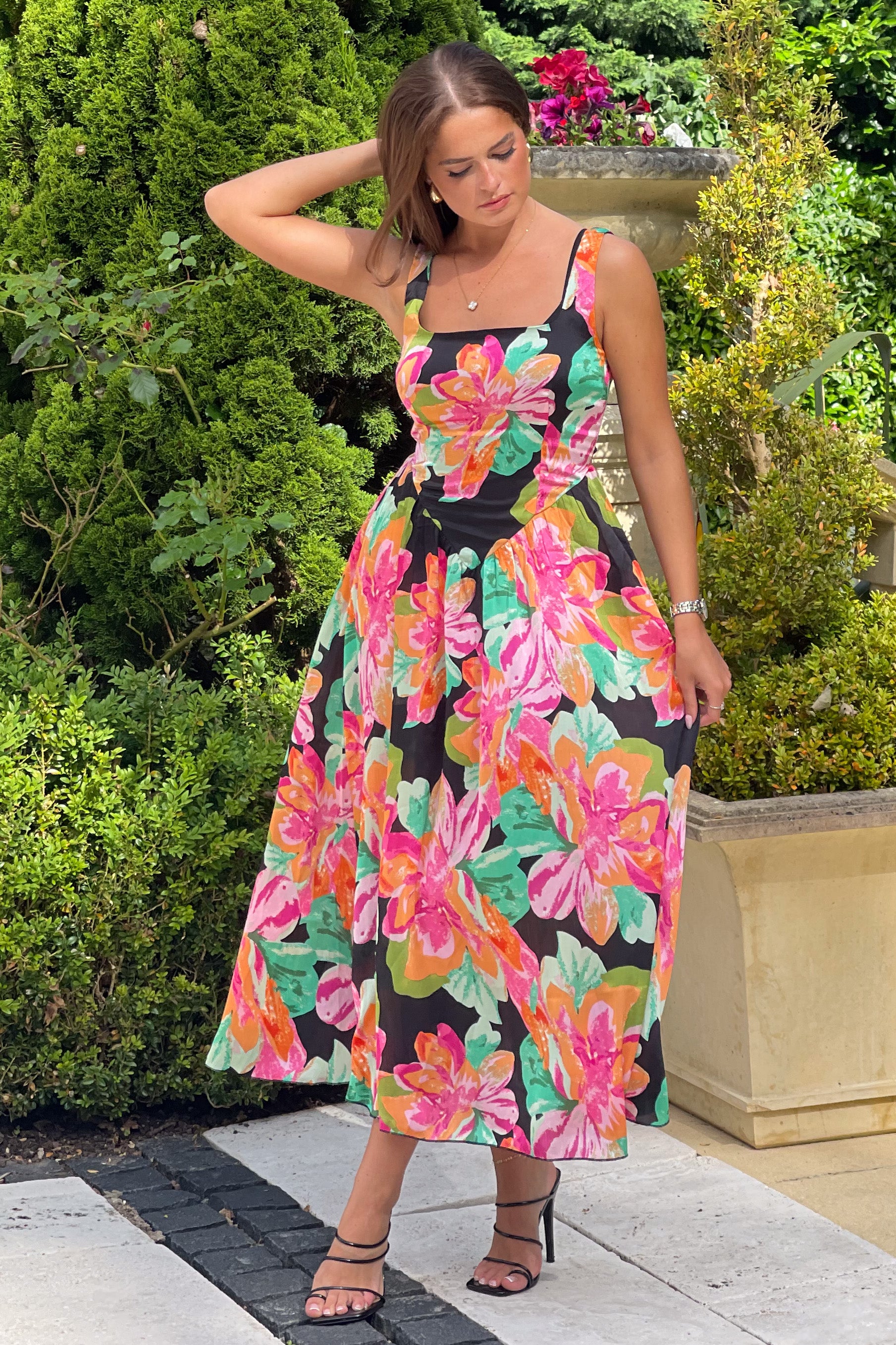 Verona Black Floral Satin Maxi Dress verona-black-floral-satin-maxi-dress