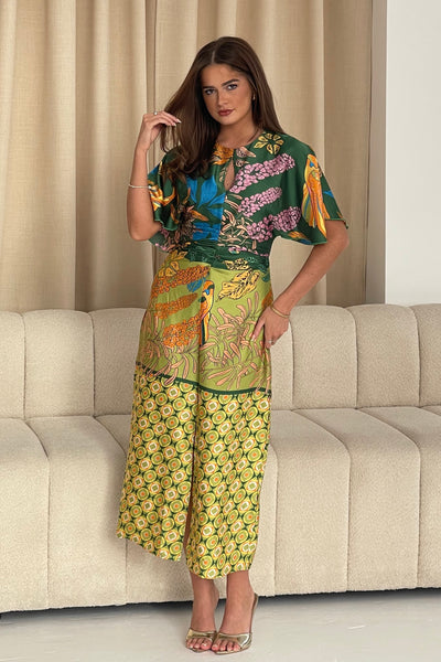 havana ruffle midi dress Havanaa Green Multi Midi Dress – Girl In Mind