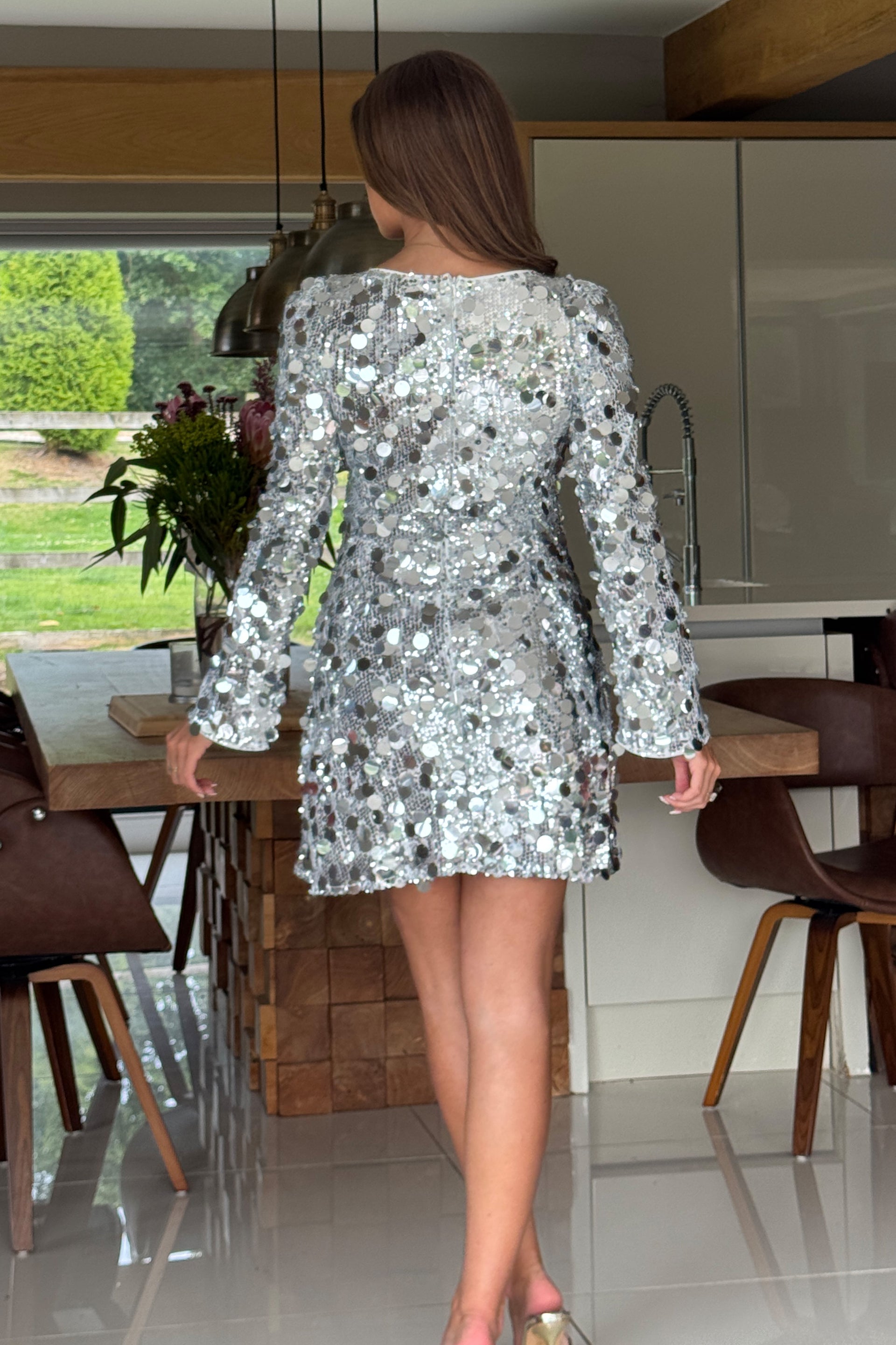 Anita Silver Sequin Mini Dress